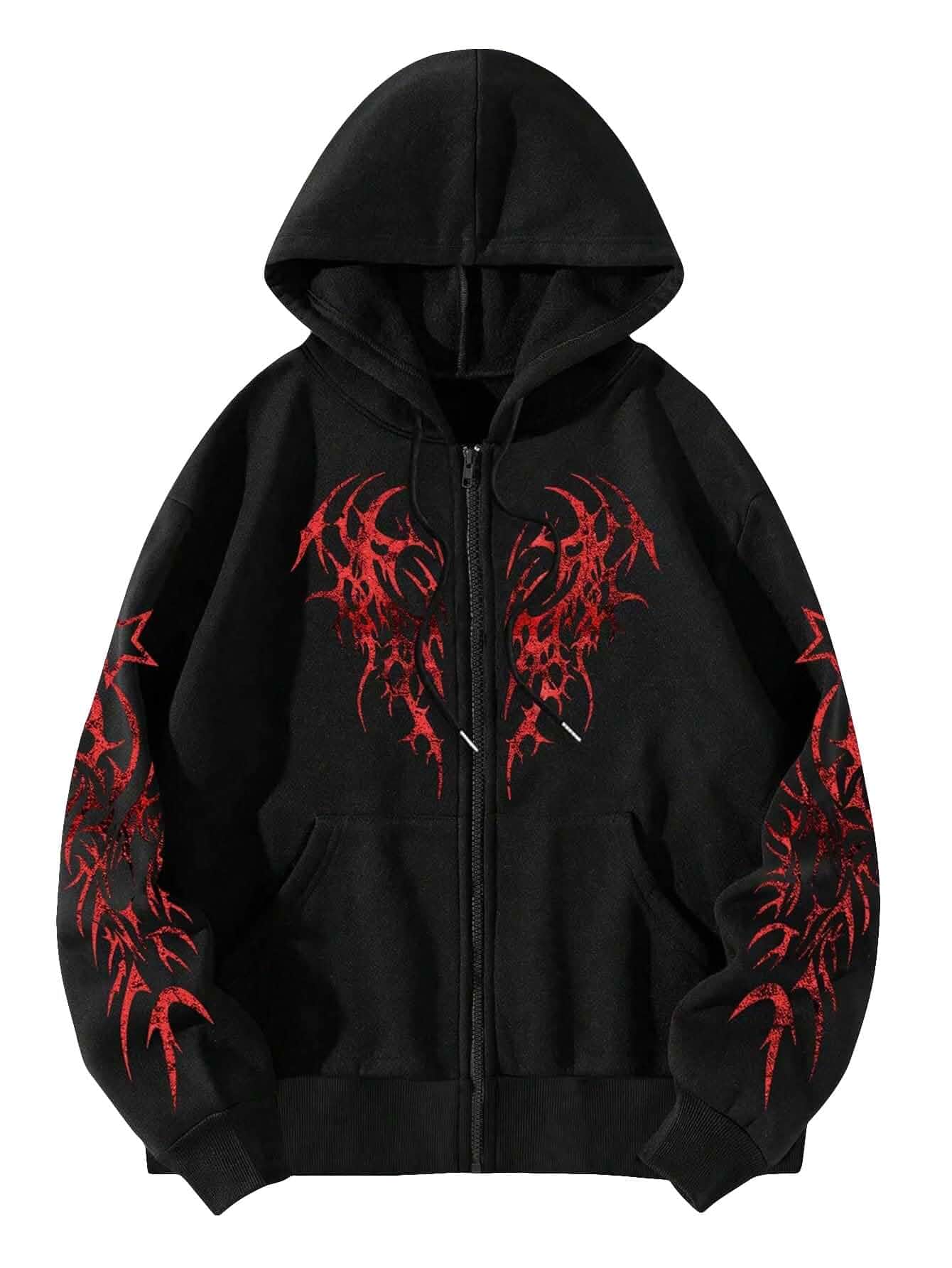 SHENHE Men's Zip Up Graphic Hoodie Long Sleeve Drawstring Sweatshirt Graphic Hoodie,Y2K,Thermal,Gothic Hoodie, Hoodie Sweatshirt