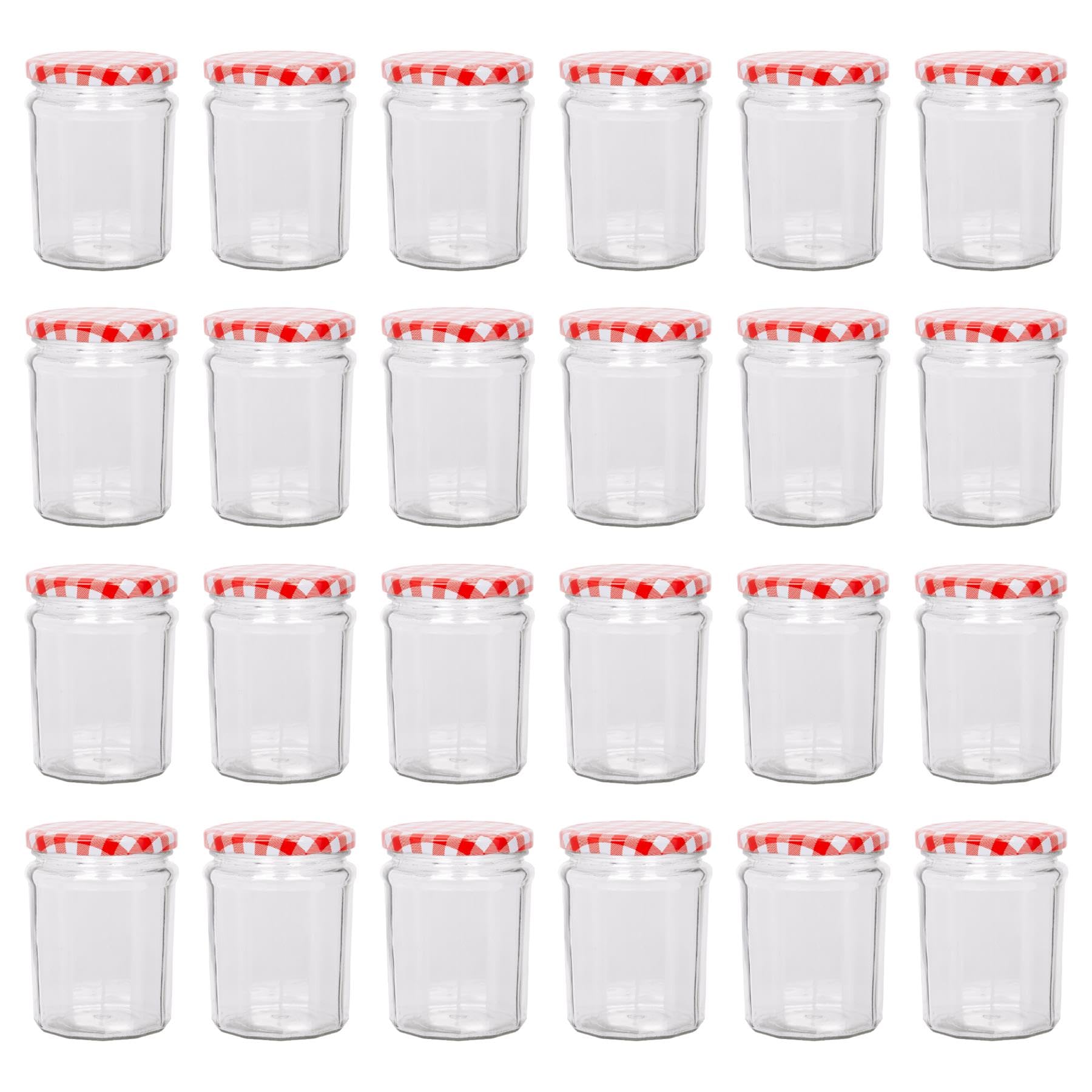 Argon Tableware Glass Jam Jars with Lids - 450ml - Pack of 24