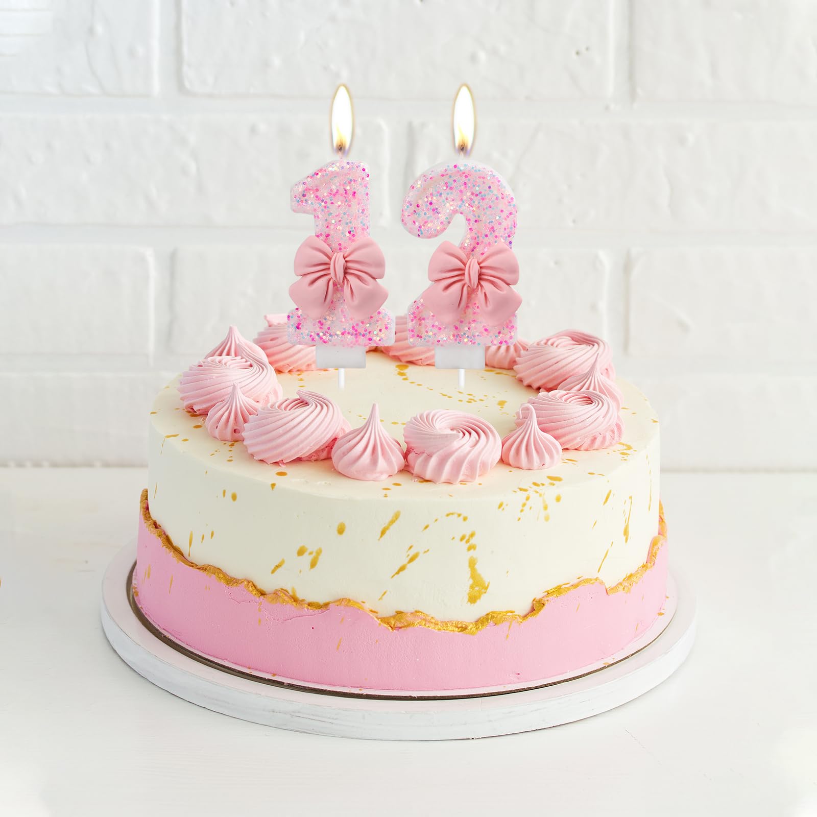 Pink 10 Candle,10 Bow Candles,10 Candles for Birthday Cakes,Pink Bow Birthday Candle 10 Decoration for Party Supplies