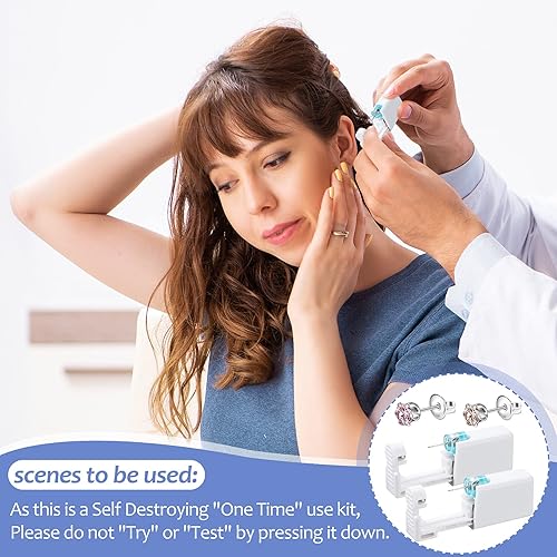 Miniatura 5 de Chumia Juego de 12 pistolas desechables para perforación de oreja, sin dolor, de fácil uso, con 12 piercings de oreja, kit de pistola de perforación