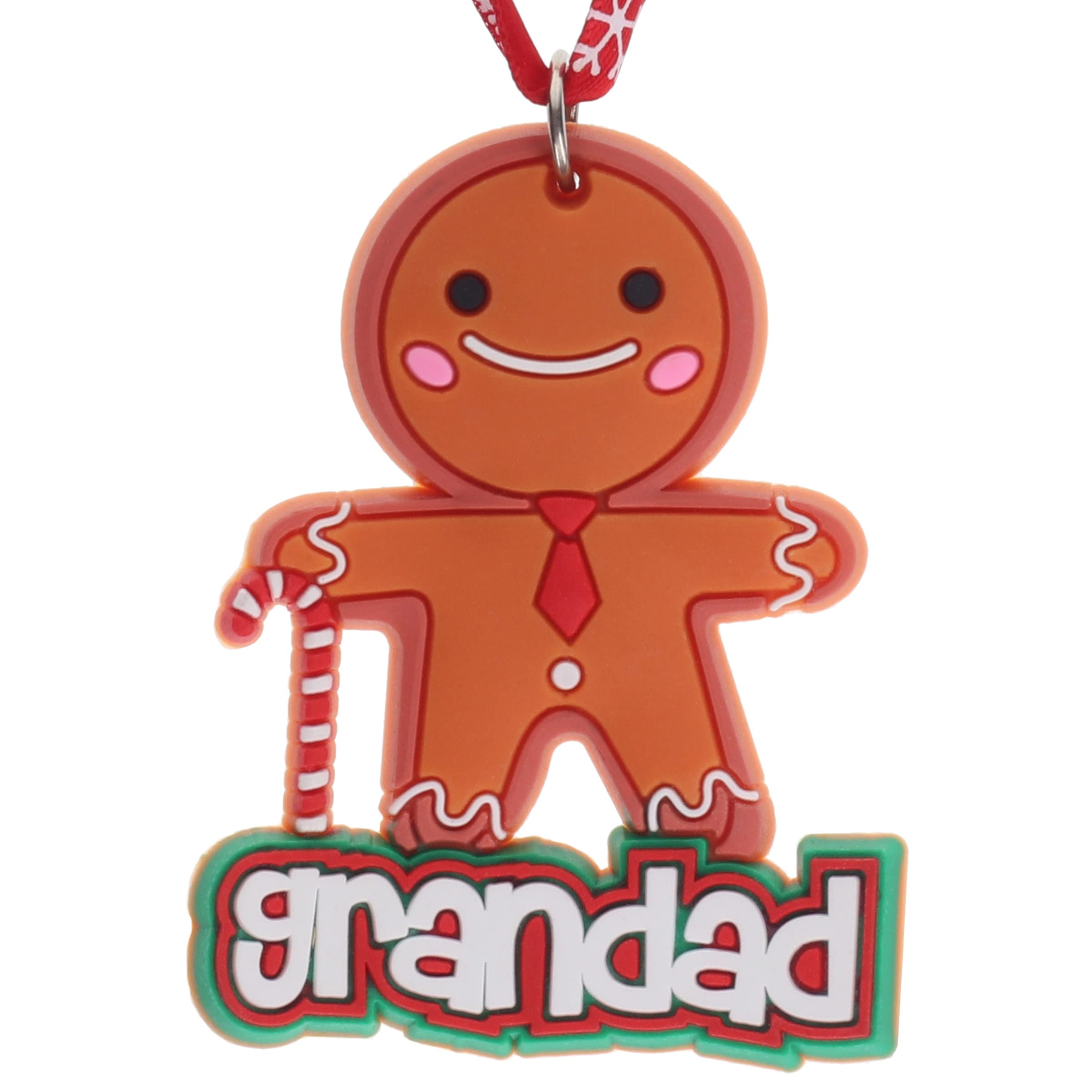 Gingerbread Grandad Grandpa Hanging Christmas Tree Decoration Silicone Ornament Novelty Bauble - Stocking Filler - Secret Santa - Colourful Multicoloured - Small Gift - Funny