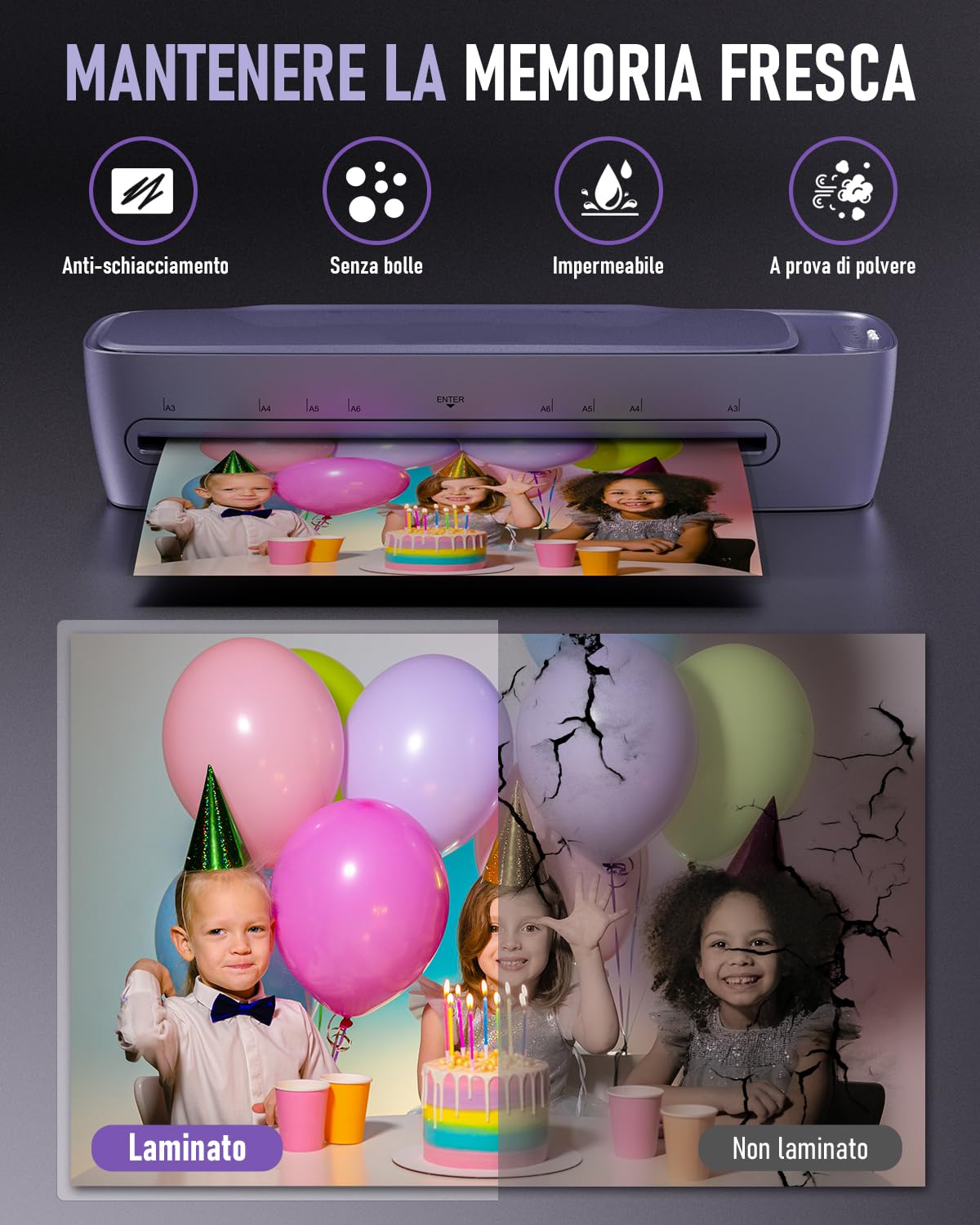 Plastificatrice A3 con 30 Foglio di Laminazione, Caldo e Freddo Plastificatore per A3 A4 A5 A6, 9 in 1 Macchina Plastificatrice con Taglierina e Arrotondatore per Scuola, Ufficio, Casa