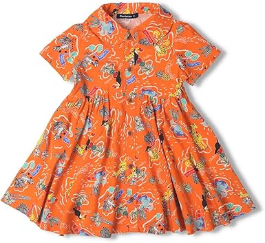 Amazon 子供服 Moujonjon ムージョンジョン ボタニカル アロハ柄シャツワンピース 90cm 140cm M ワンピース チュニック 通販