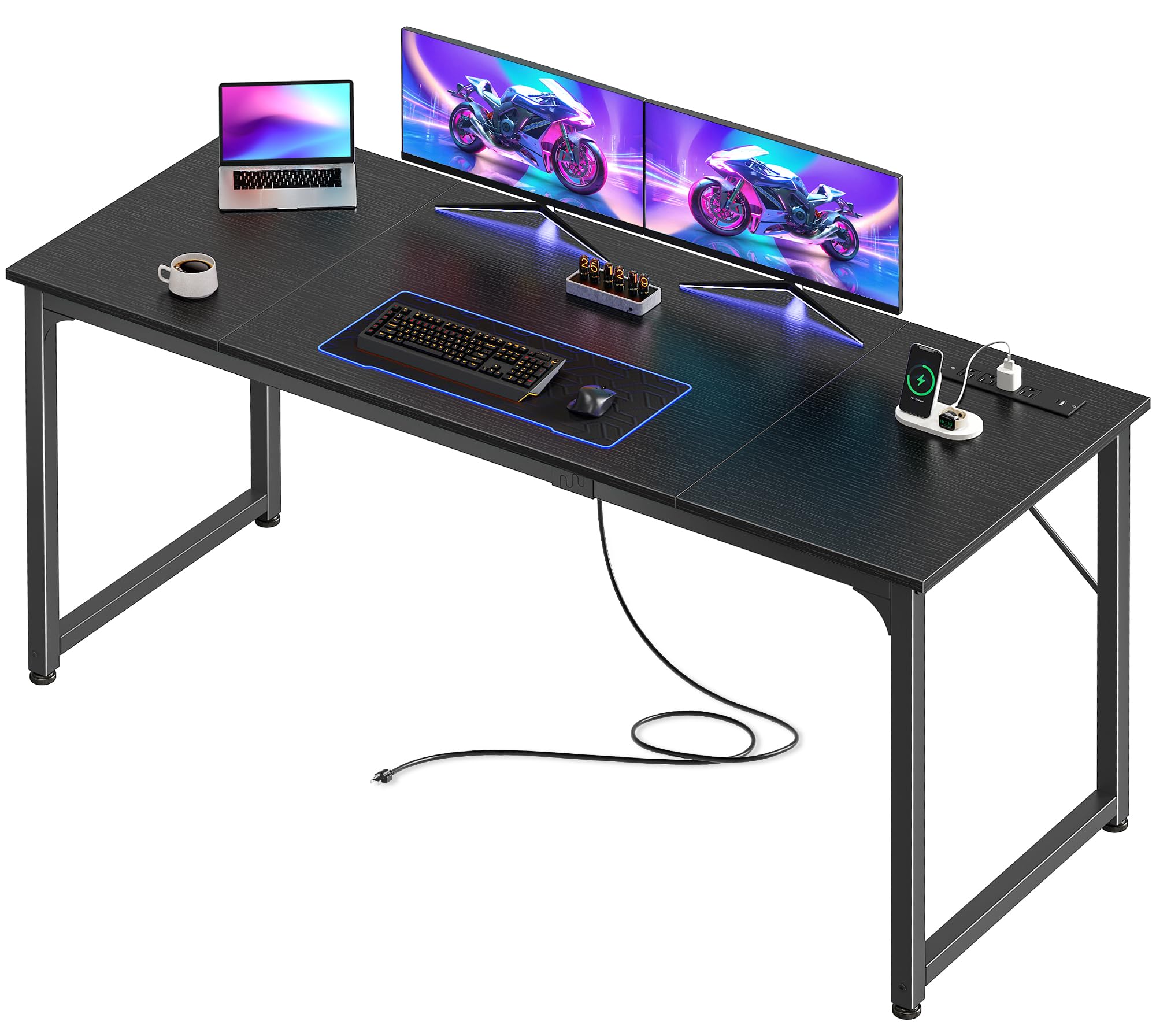 PRAISUN 63 X 24 Inch Computer Desk with Power Outlets