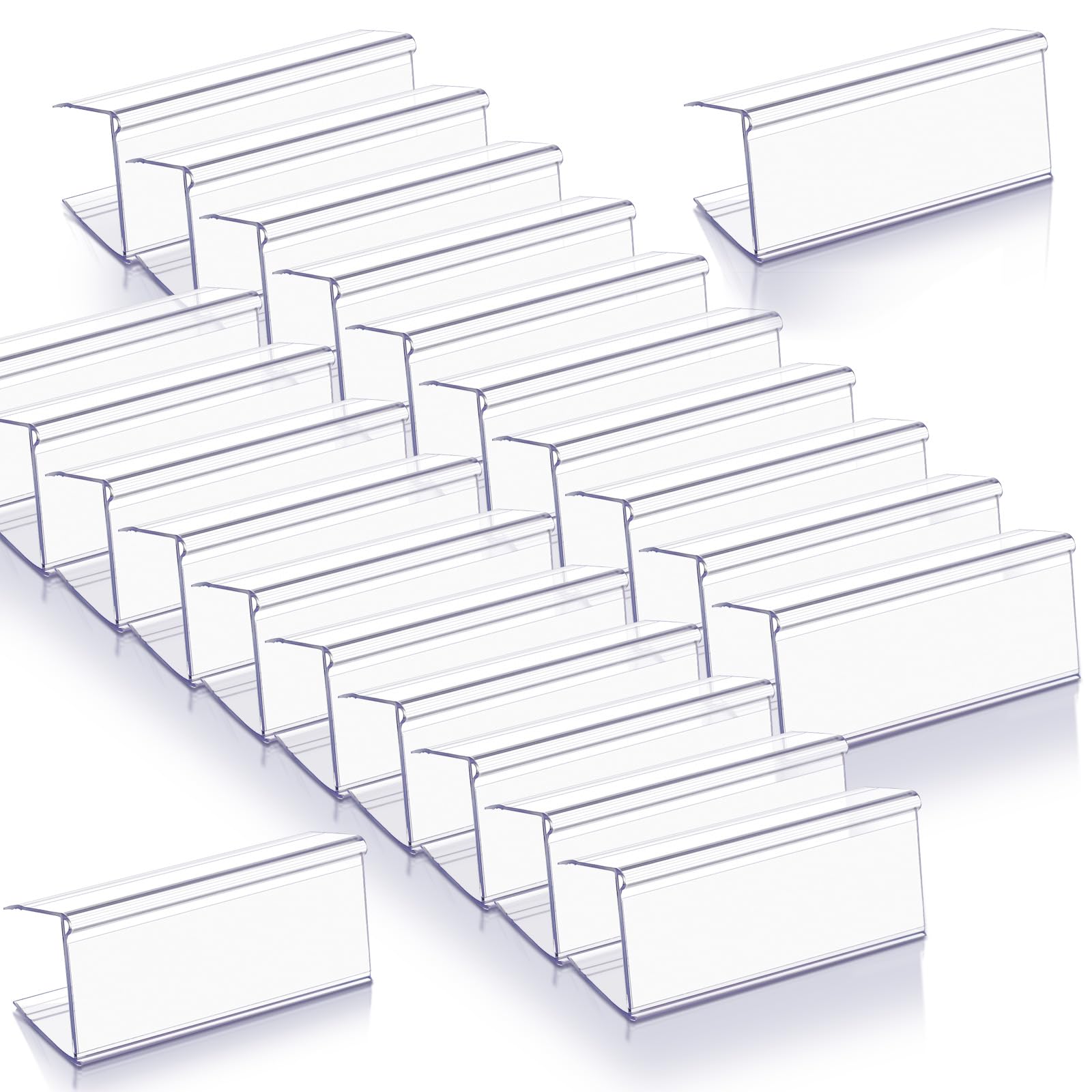 Weysat Lot de 100 porte-étiquettes en plastique transparent pour étagères de livres, panneaux d'étagère en bois et porte-tickets, 6,1 cm (L) x 2,5 cm (H) à 2,5 cm d'épaisseur