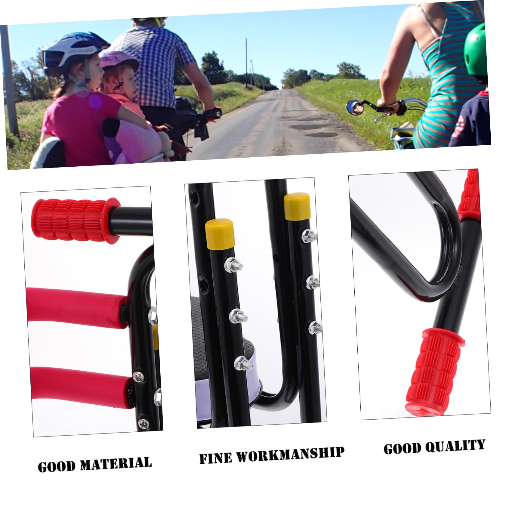 Sillín Negro para Eléctrica Bicicleta Ajustable Respaldo Infantil