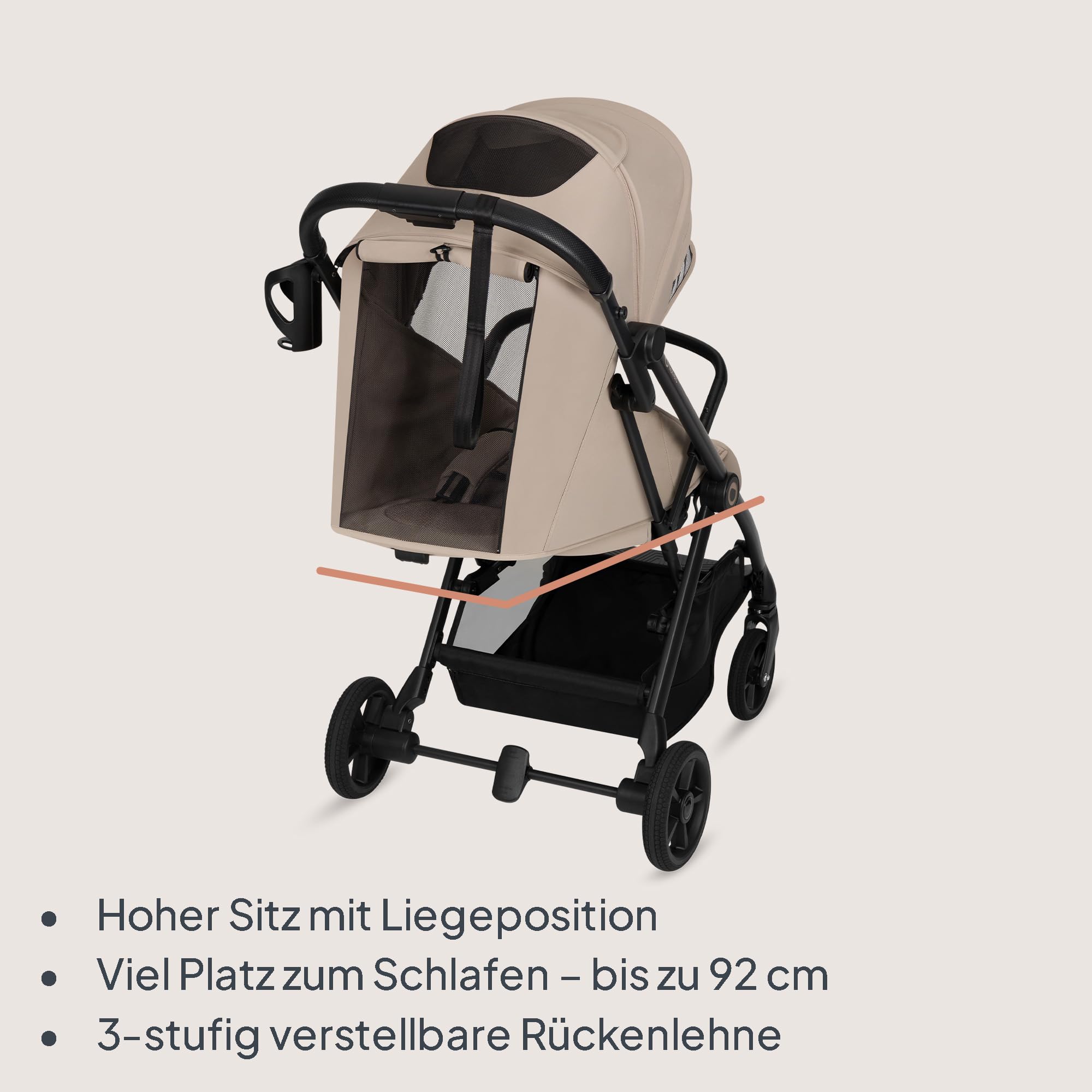 Lionelo Tansi Reisebuggy bis 22 kg, 6 Monate–4 Jahre, Kompakt Faltbar mit Einhand Auto Folding, GravelTech Rädern, Liegeposition 92 cm, Dri Seat, Verdeck mit UPF50+ Schutz Wasserdicht, Korb bis 3 kg