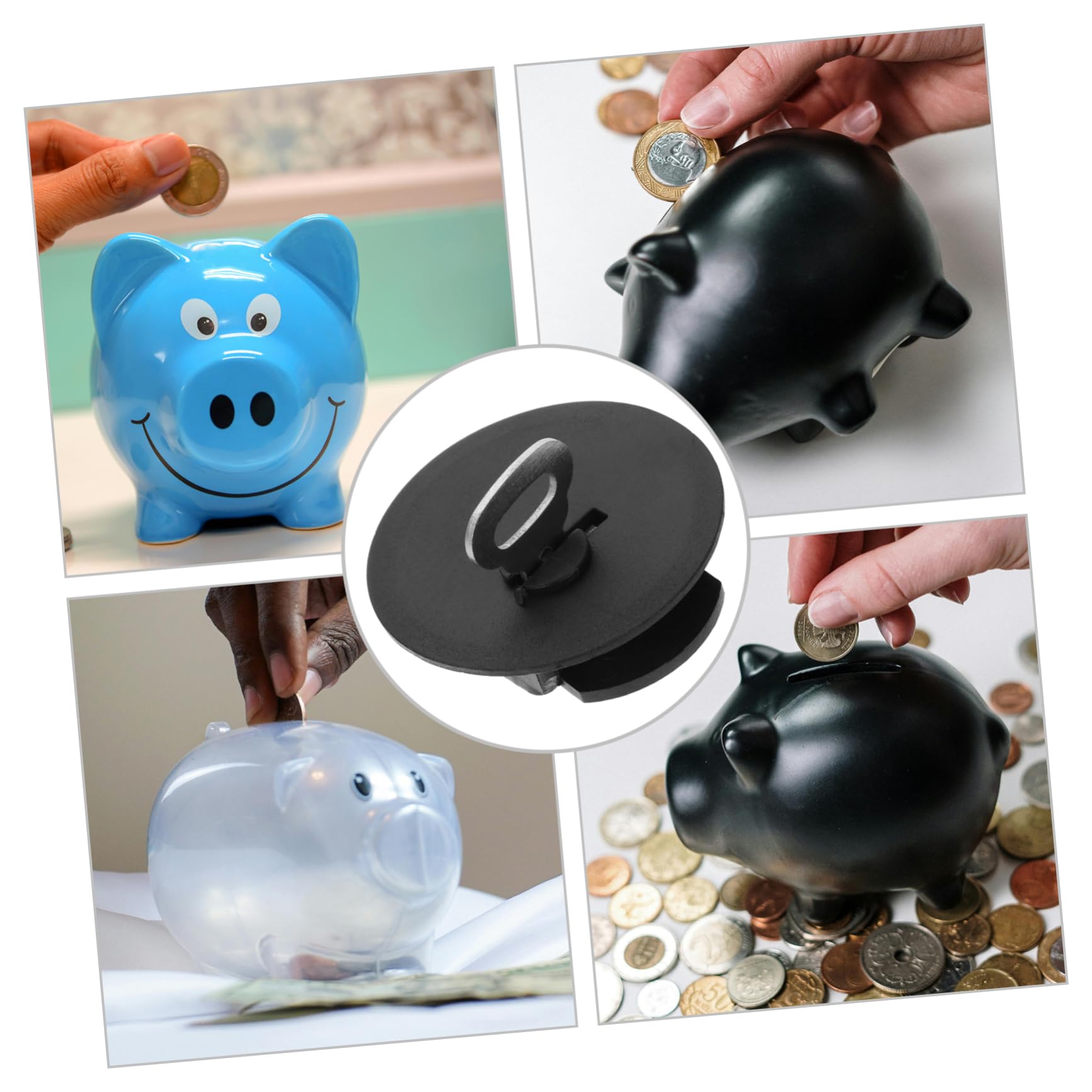 WOONEKY 10pcs Money Saving Box Plug Plastic Lockable Piggy Bank Plug Replacement Key