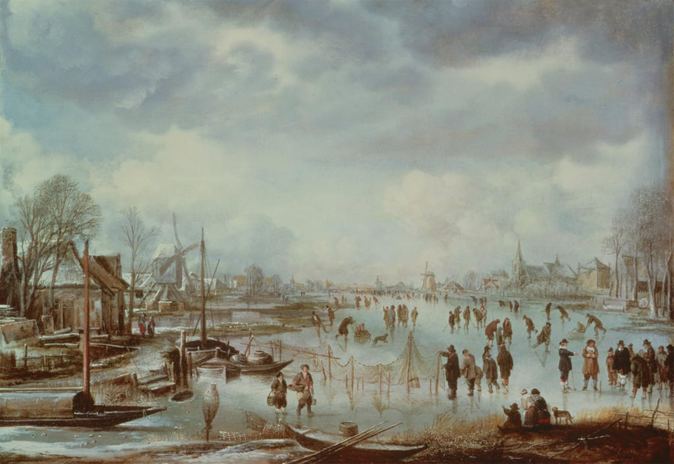 POSTERIIk Famous Print Pop Art Wall Art Graffiti Winter Scene with Figures Skating by Aert Van Der Neer Art Prints for Home Decor 60x90cm