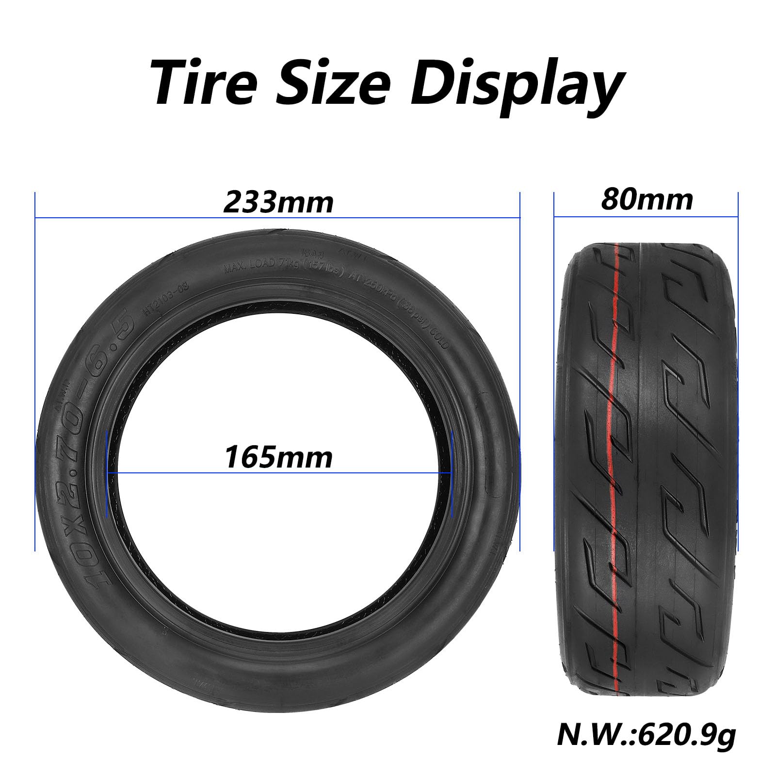 10 * 2.70 Neumático Repuesto para Scooter Neumático de Vacío Engrosado Neumático Sin Cámara para Scooter Eléctrico Reemplazo de Neumático 10 Pulgadas,2pcs