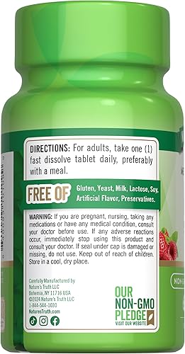 Vista 7 de Nature's Truth Vitamina B12 de 5000 mcg 60 tabletas Sabor natural de bayas de disolución rápida Suplemento vegano, sin OMG y sin gluten
