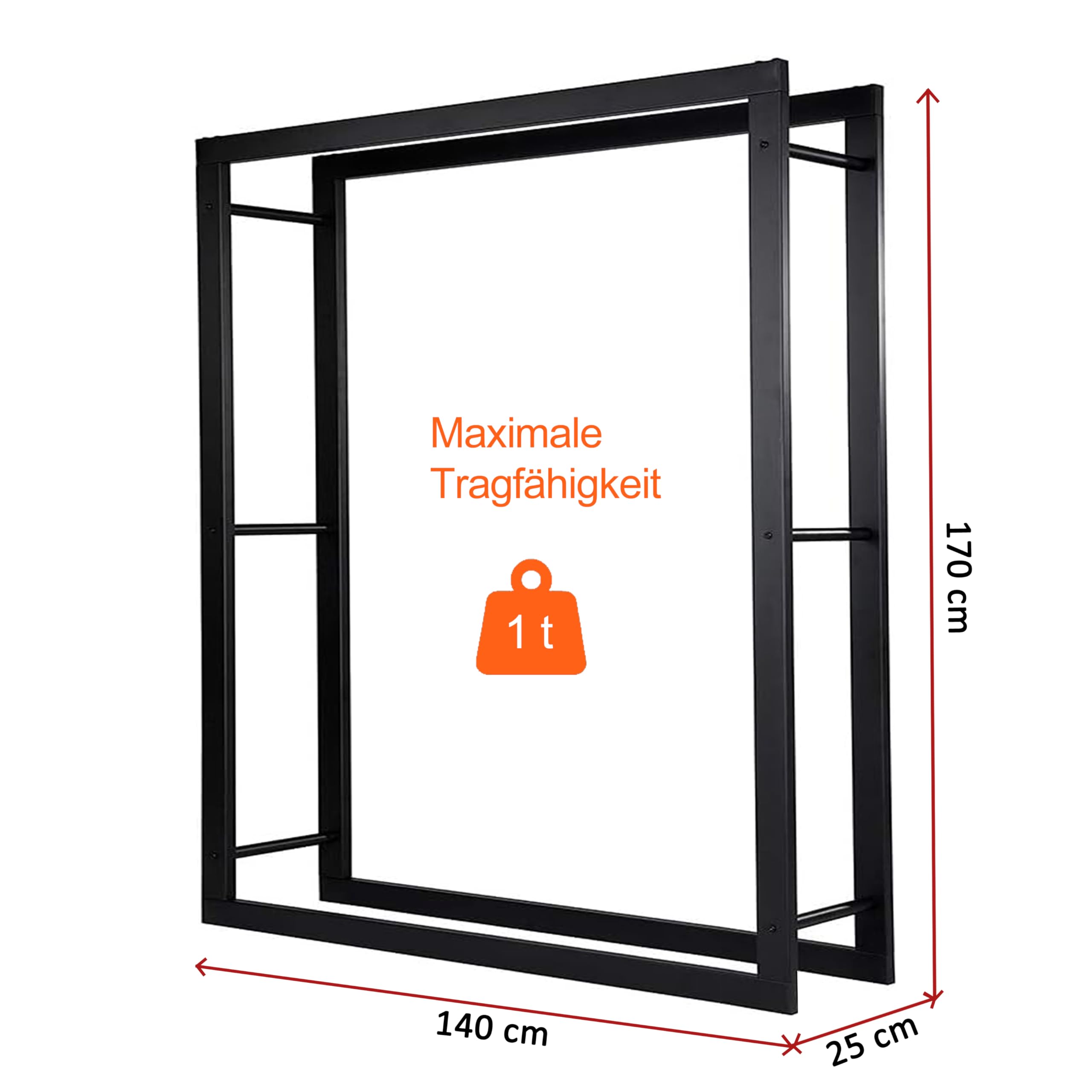 Loywe Estantería de metal para guardar leña de chimenea, para interior y exterior, color negro