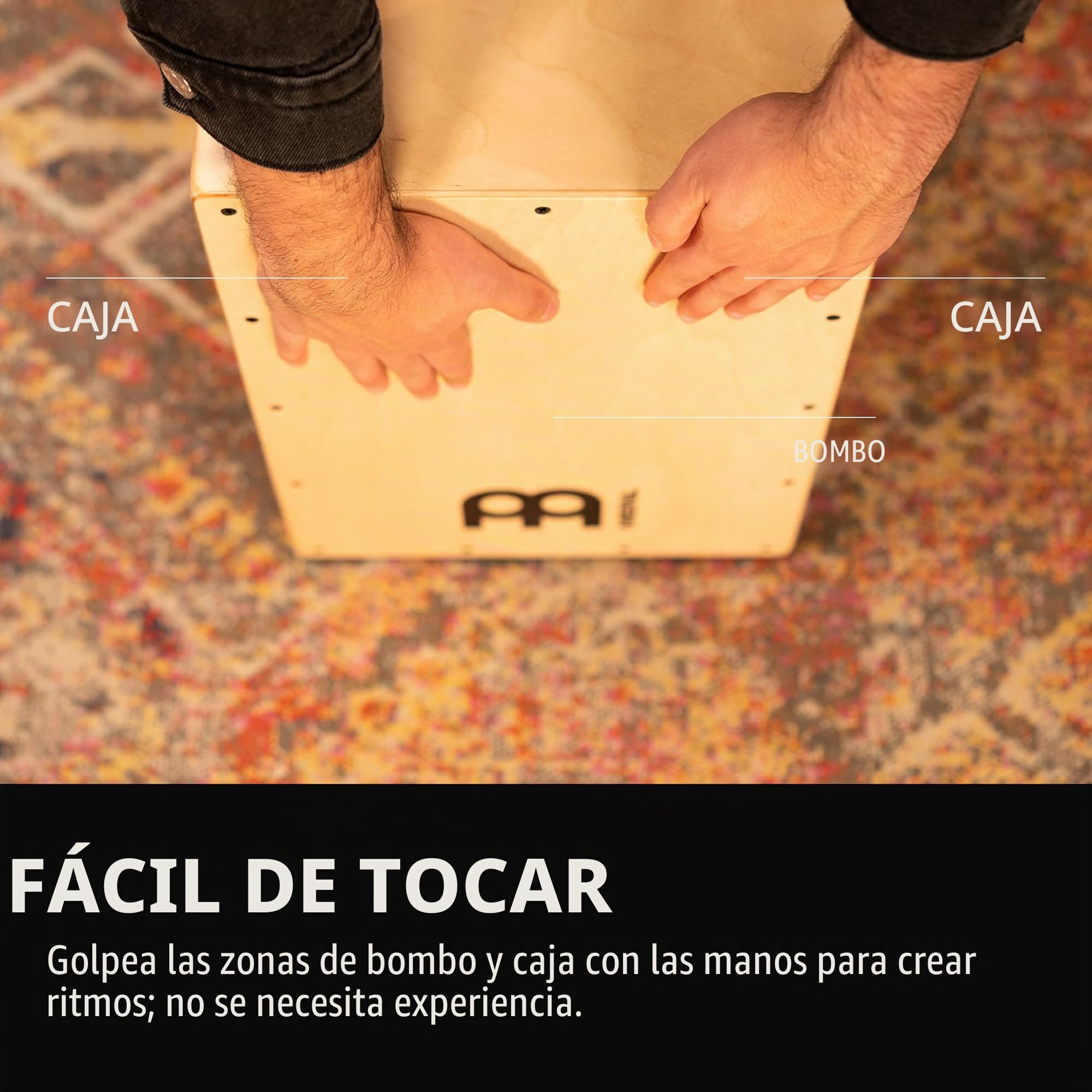 Meinl Percussion Headliner Cajon Instrument - Caja de tambor compacta con caja y sonido de graves - Abedul báltico de superficie de tocar (HCAJ100NT)