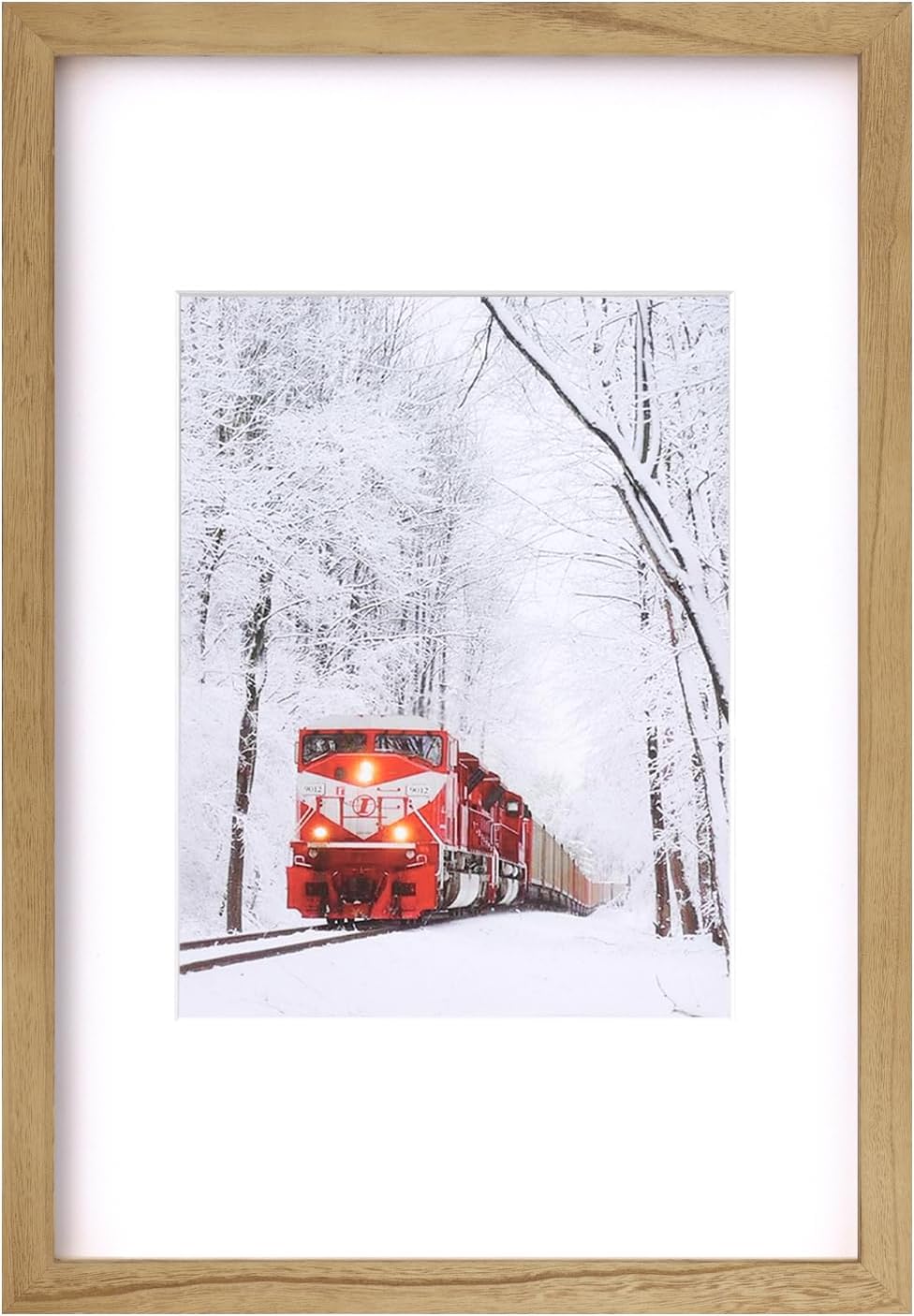 Egofine 12x18 Solid Wood Picture Frame Matted for 8.5x11 Covered by Plexiglass - Wall Mounting Hanging Picture Frame Vertically or Horizontally, Carbonized Brown