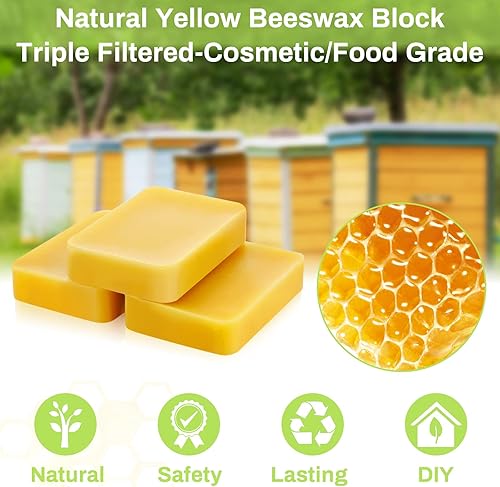 Miniatura 3 de Treela Bloque de cera de abeja amarilla de 6 libras, cera de abeja pura natural, bloque de cera orgánica de grado cosmético para hacer velas,