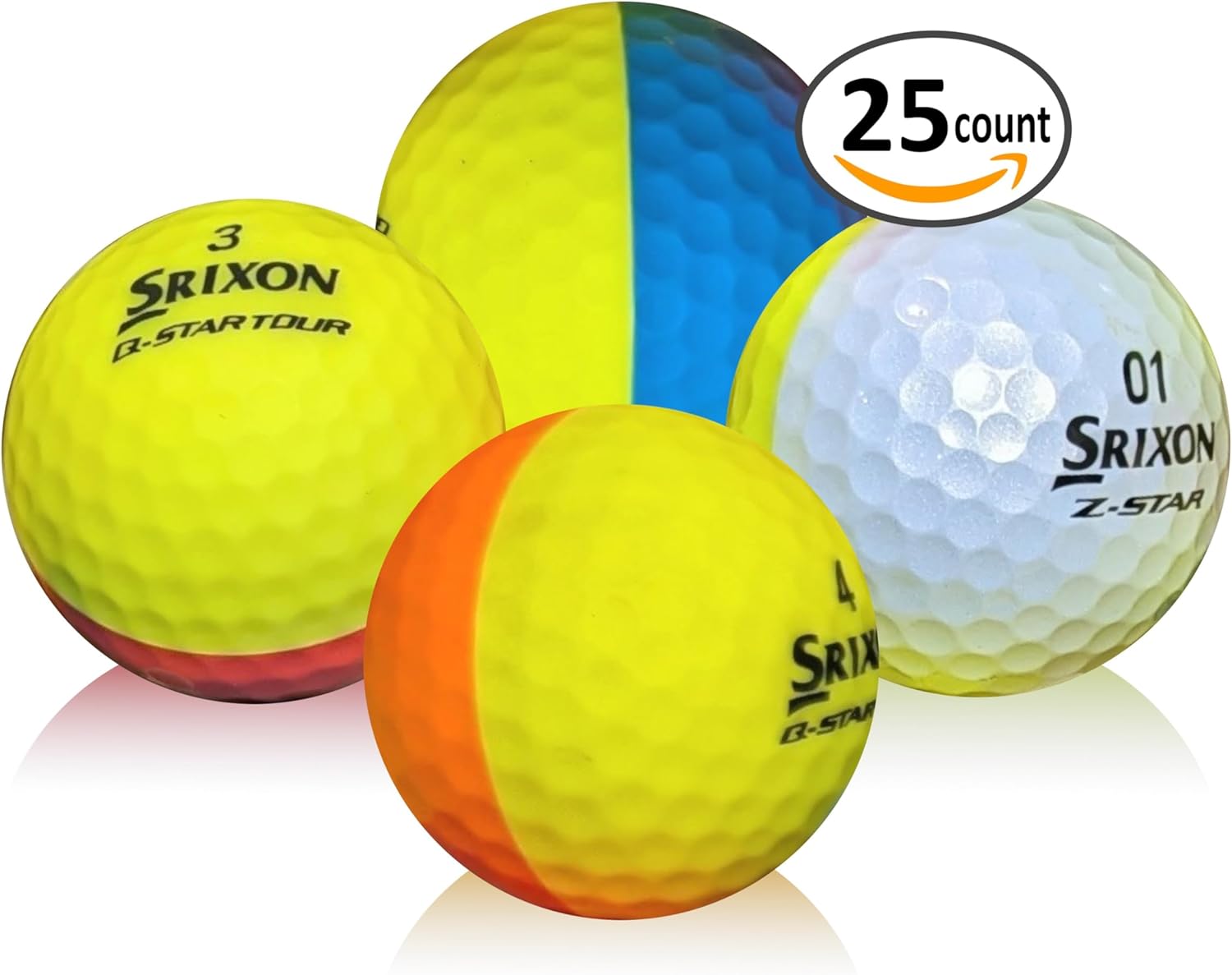 Afford-A-Ball Golf. (25 Pack) Recycled for Srixon Divide Color Golf Ball Mix. Golf Supplies for Men & Women. Best Budget Golf Balls.