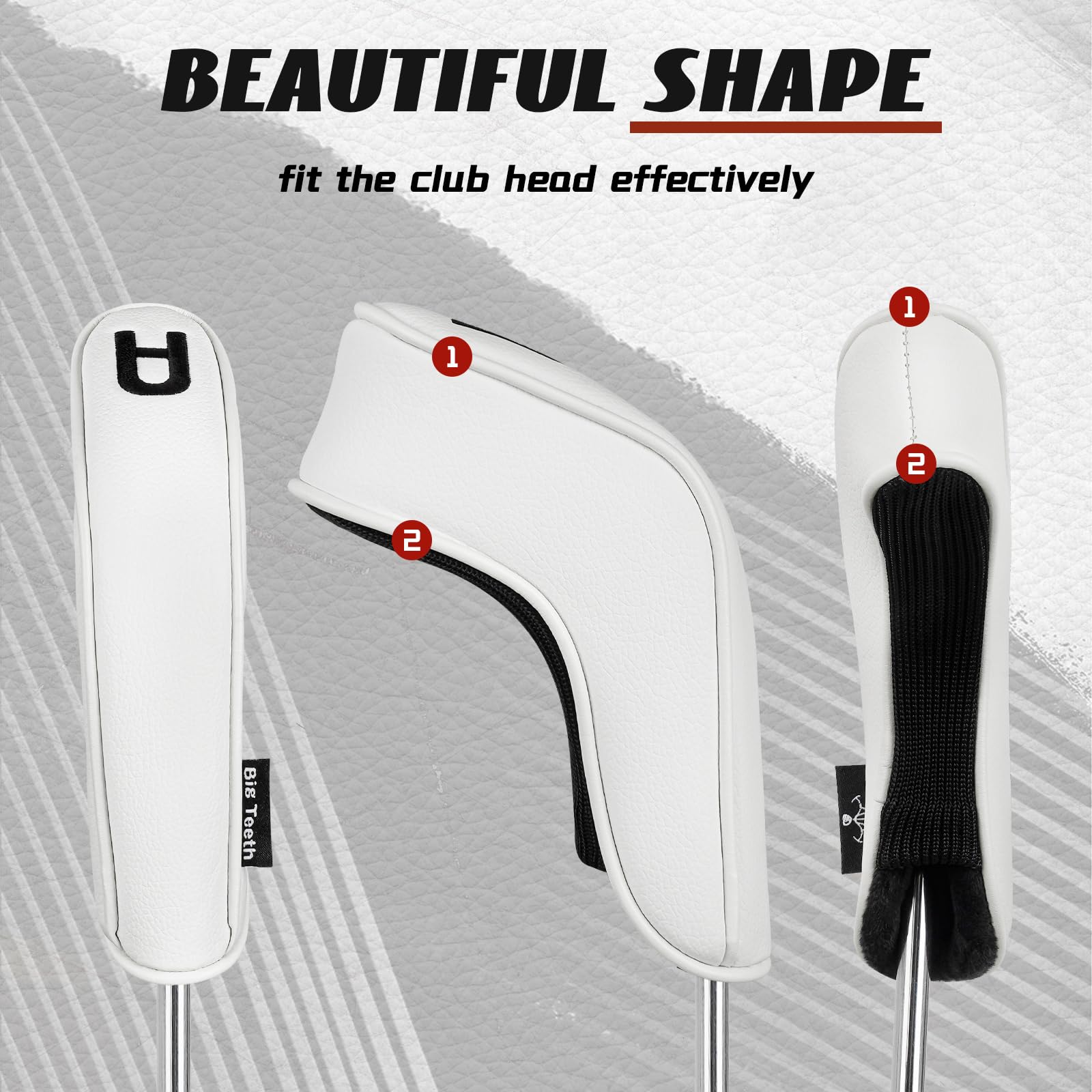 Golf Hybrid Iron Head Covers Right&Left Handed Clubs Headcovers 9Pcs (4-9,P,A,S) Long Neck fit for Cleveland Launcher Set,Cobra T-Rail,Wilson Lauch Pad Black/White PU Leather