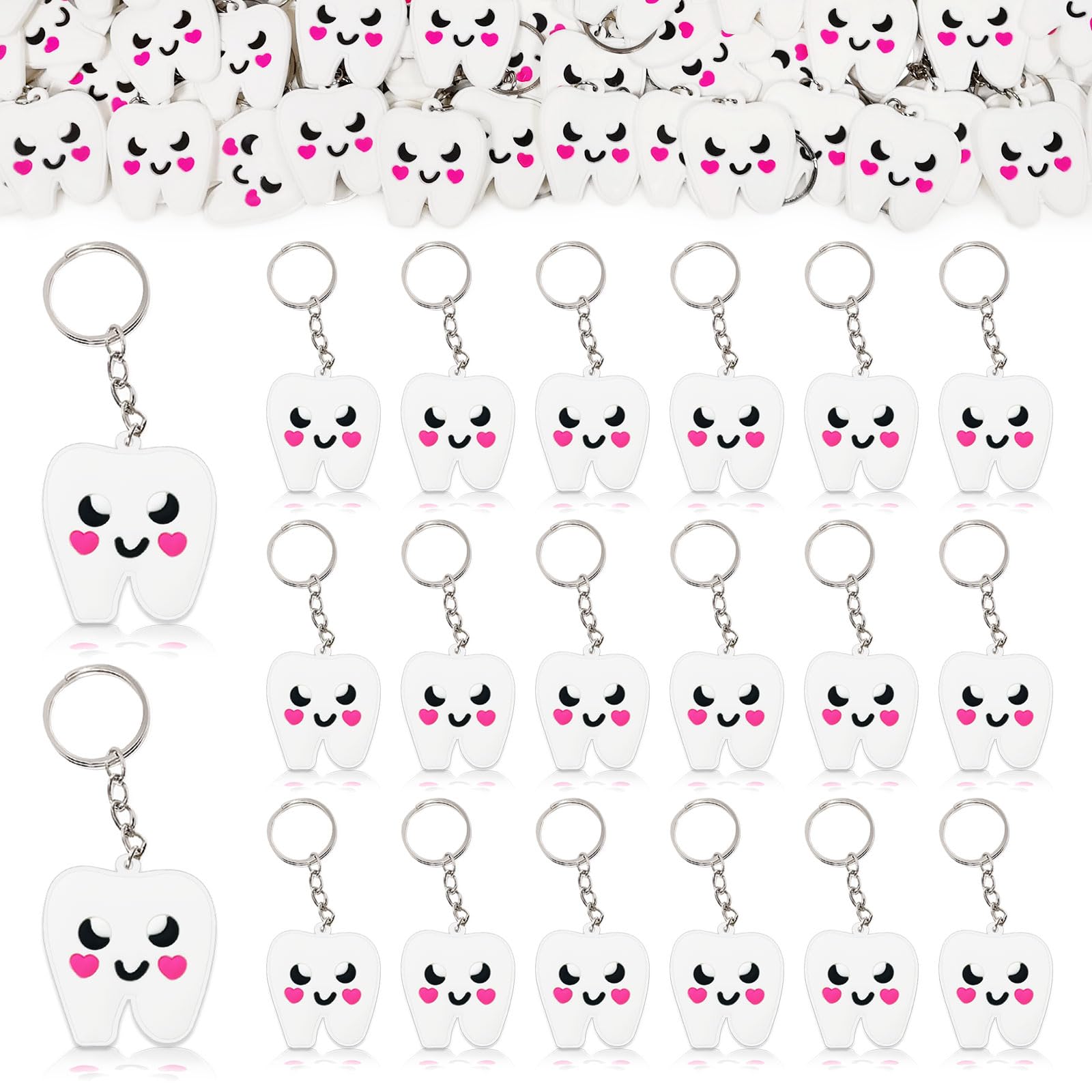 CiciBear 24 Pack Tooth Keyring Party Decorations for First Tooth?Teeth Party,First Birthday,Clinic Graduation