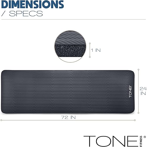 Miniatura 4 de Tone Fitness Esterilla de yoga de 1 pulgada de grosor  Alfombrilla de ejercicio antideslizante de alta densidad con correa de transporte para yoga,