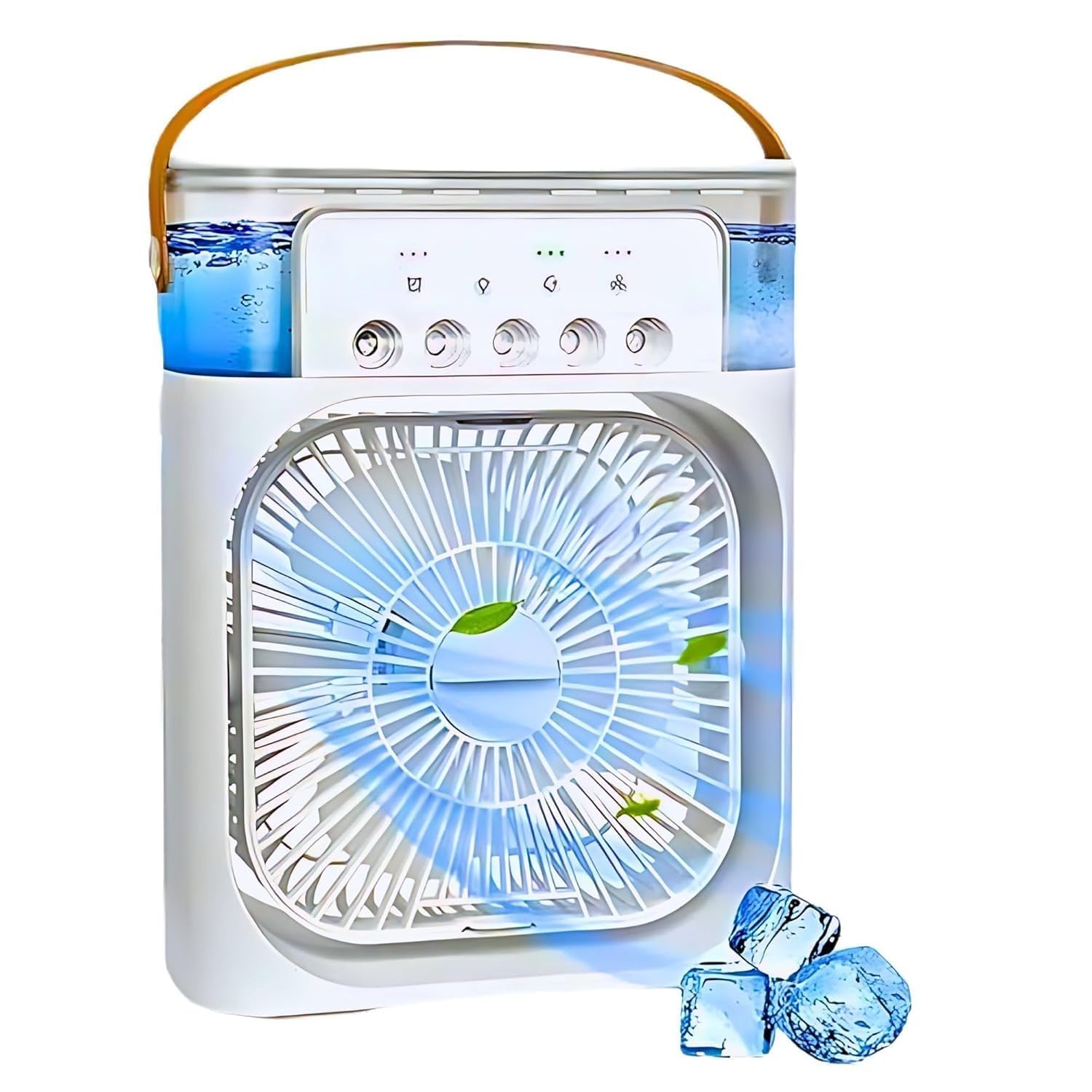 Personal Air Cooler, Portable Air Conditioner Fan, Mini Evaporative Cooler with 7 Colors LED Light, 123 Timer, 3 Wind Speed and 3 Spray Mode for Your Desk (Multicolor)-image-0