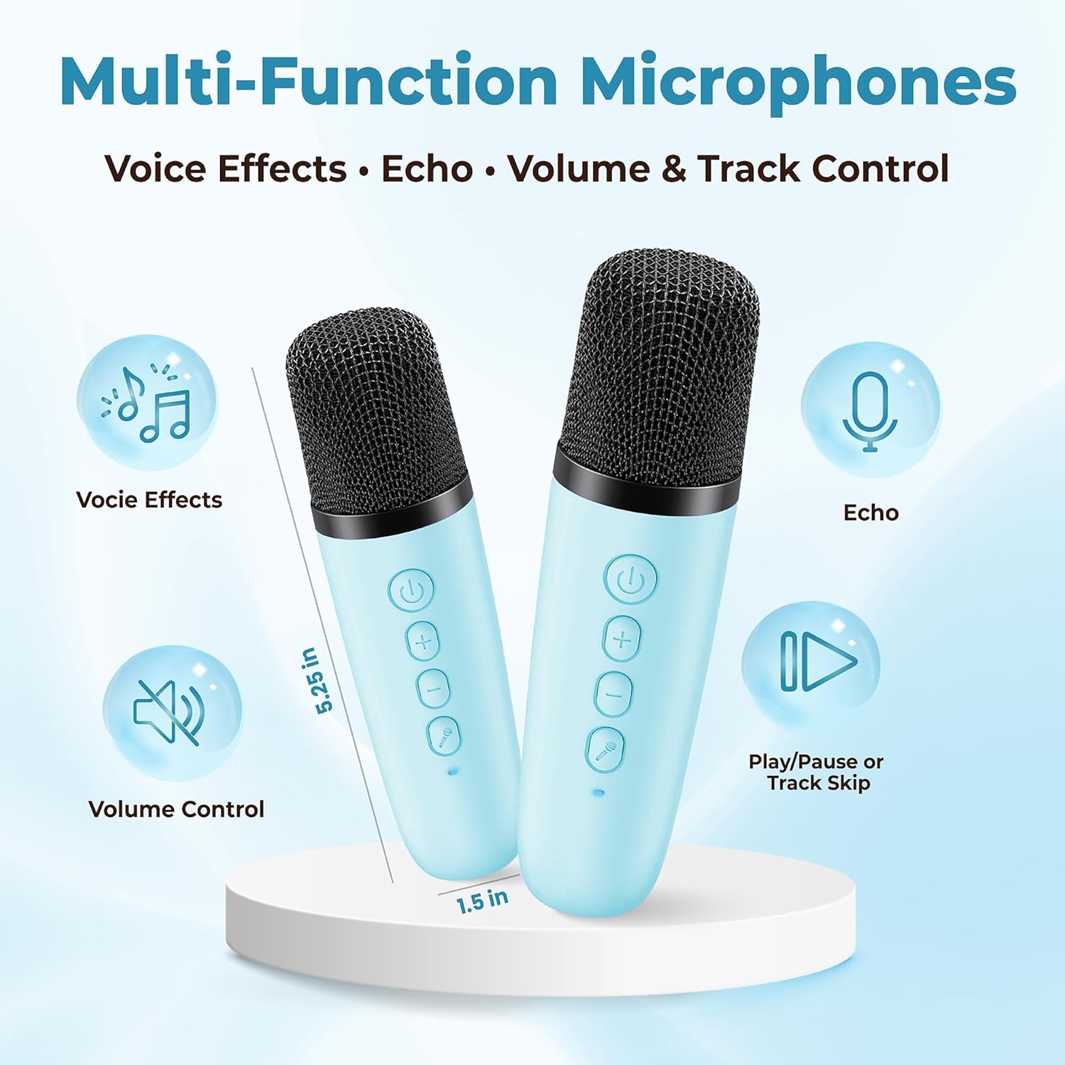 Mini Karaoke Machine for Kids | Pre-Loaded 25 Kids Songs | Bluetooth Speaker, 2 Wireless Microphones | Ages 3, 4, 5, 6, 7+ Year Old Birthday Gift | Toy for Girls, Boys, Toddler - Image 6