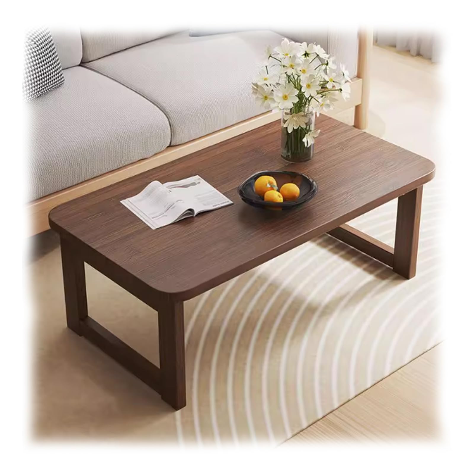 Table basse pliable en bambou marron pour salon de thé et chambre