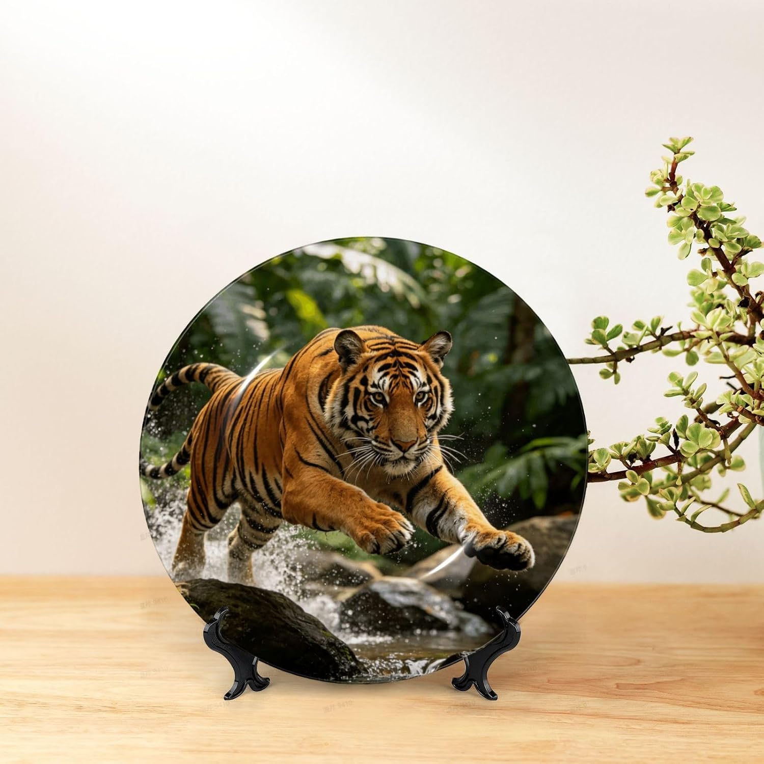 Bone China Decorative Plate with Display Stand Display Plate for Wall Decor