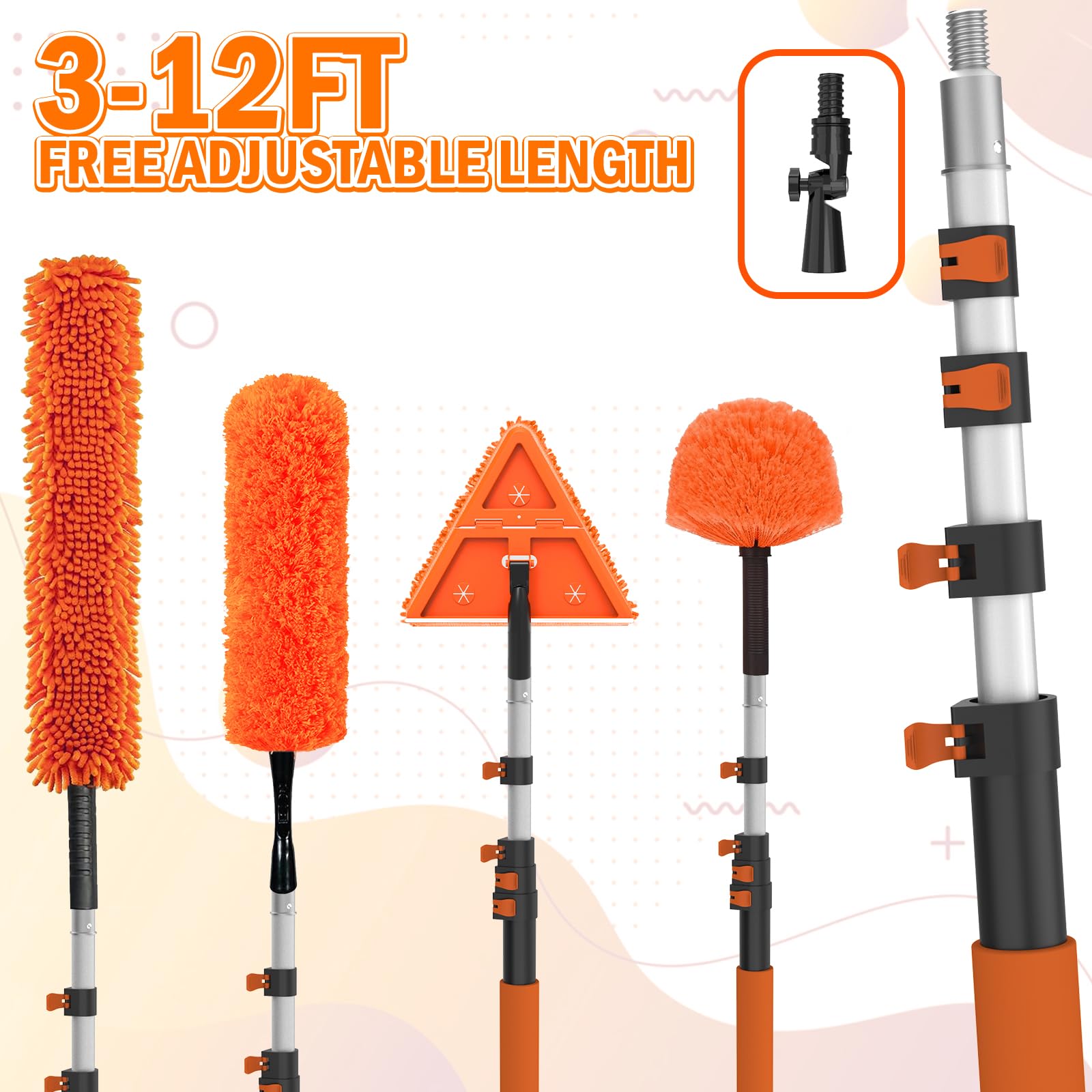 LAANPOLE Mopa limpiadora de pared para techos de 3,6 m de alto