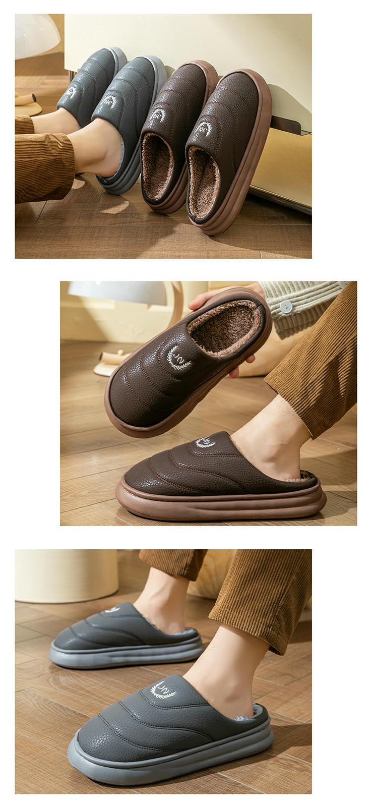 damskie kapcie duże rozmiary męskie bawełniane buty PU wodoodporne Casual Indoor Plus Velvet Home