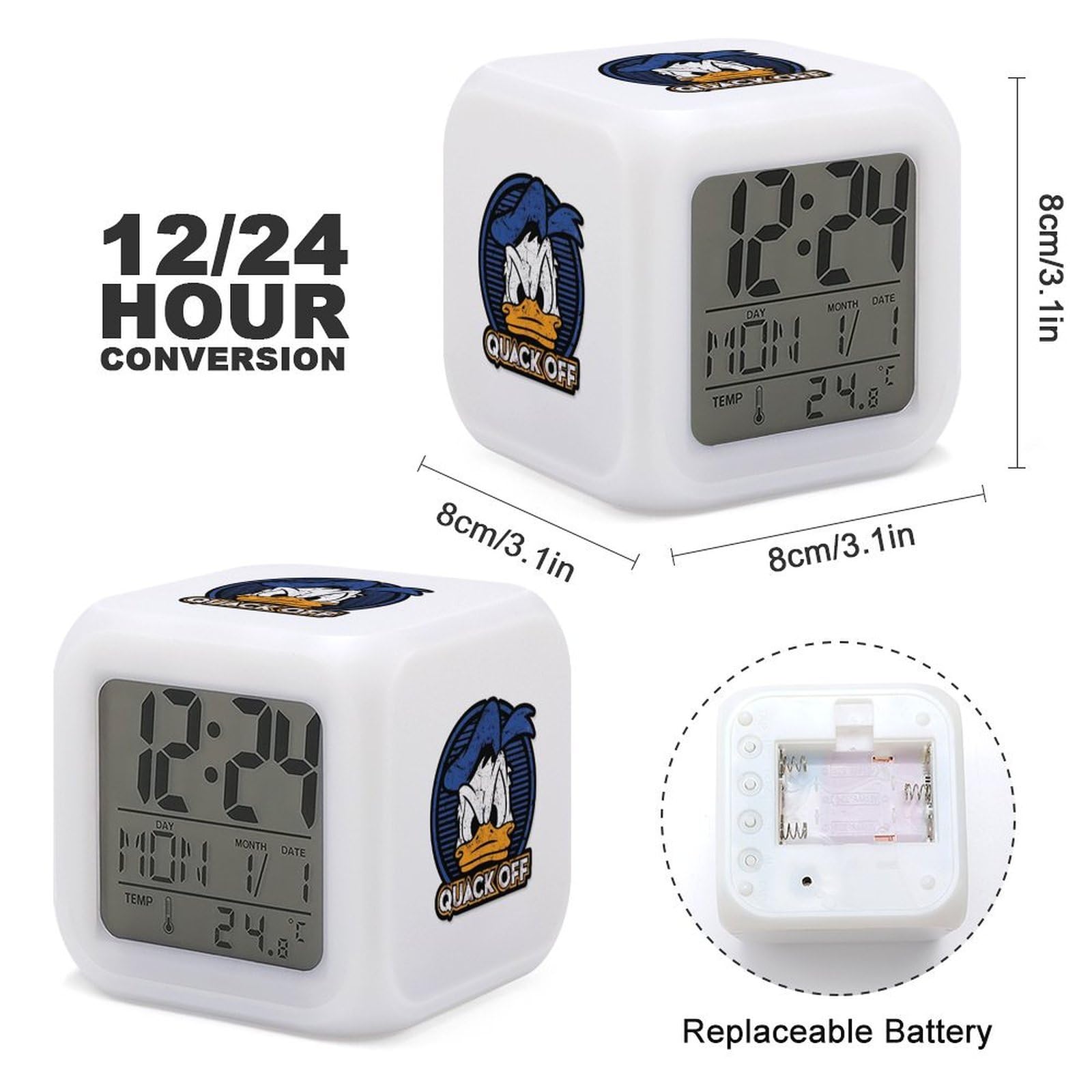 Amazon.co.jp: ドナルドダック 目覚まし時計 デジタル置き時計 温度