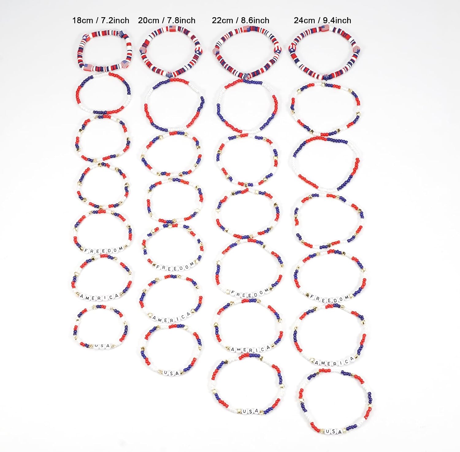 Twinfree 4th of July Accessories USA Patriotic Bracelets for Independence Day Red White and Blue American Flag Stretch Bracelets