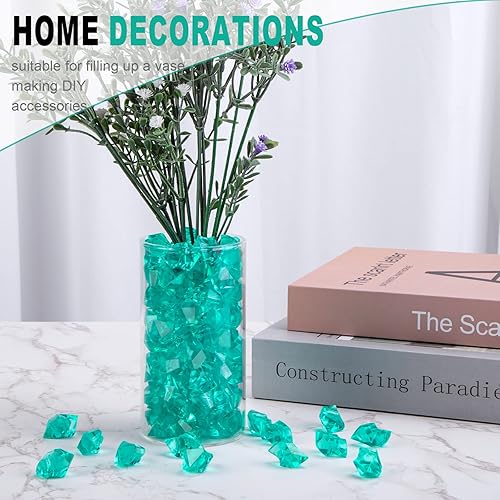 Miniatura 3 de DomeStar Rocas de hielo trituradas falsas, 150 piezas de diamantes falsos, cubos de hielo de plástico acrílico transparente, cristales de diamantes