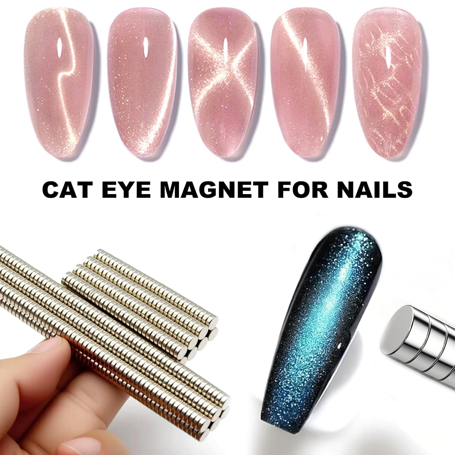 100pcs 5×2mm Mini Round Magnets for Nail Clippers, Measuring Artificial Nail Length, Multi-Use Cat Eye Nail Design Tools, Neodymium Magnet for Fridge Magnets, Crafts, Office Supplies image 2
