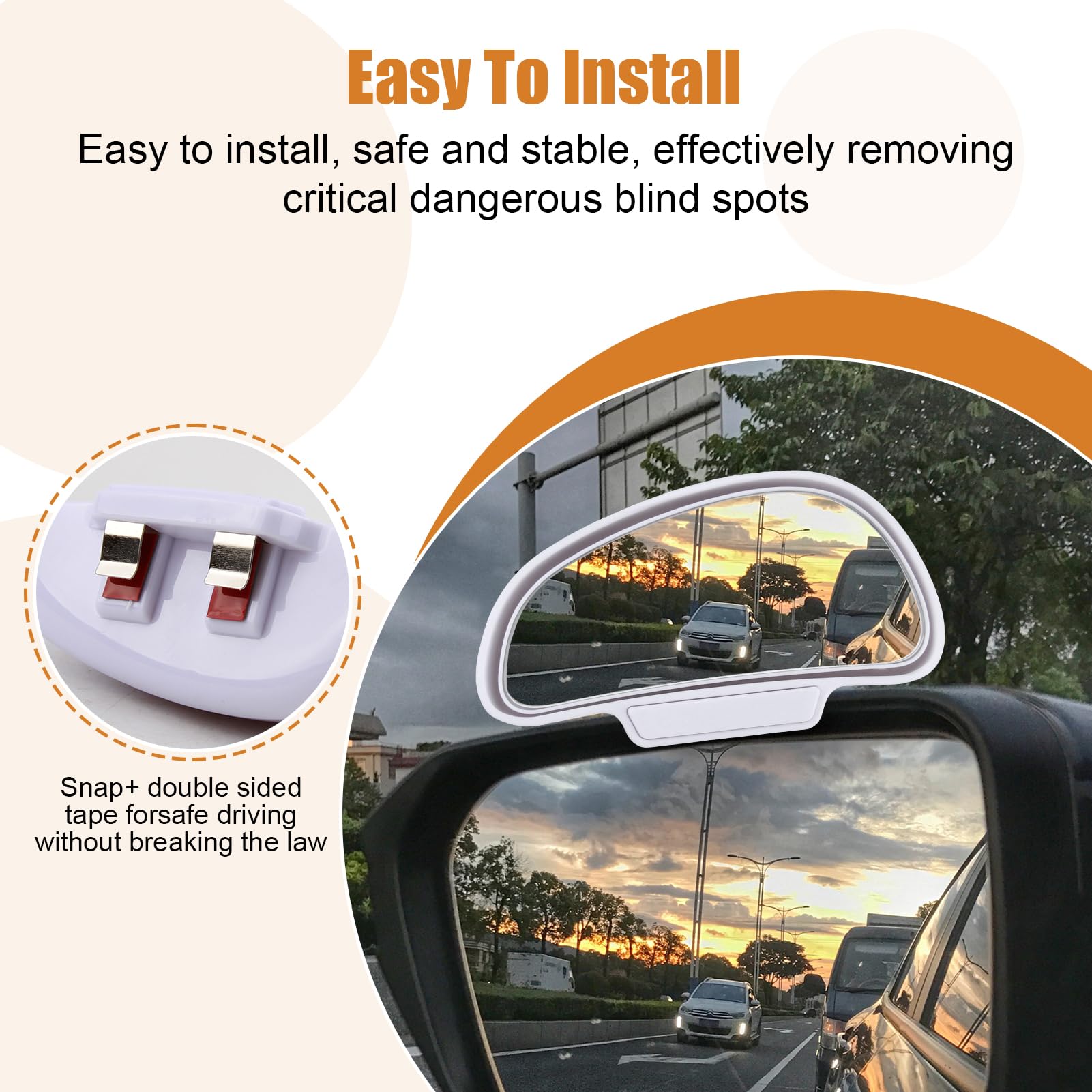I23DS Dode Hoek Spiegel Buitenspiegel Blindspiegel Universele Auto Achteruitkijkspiegel 360 Graden voor Vrachtwagen SUV Camper Wit Links