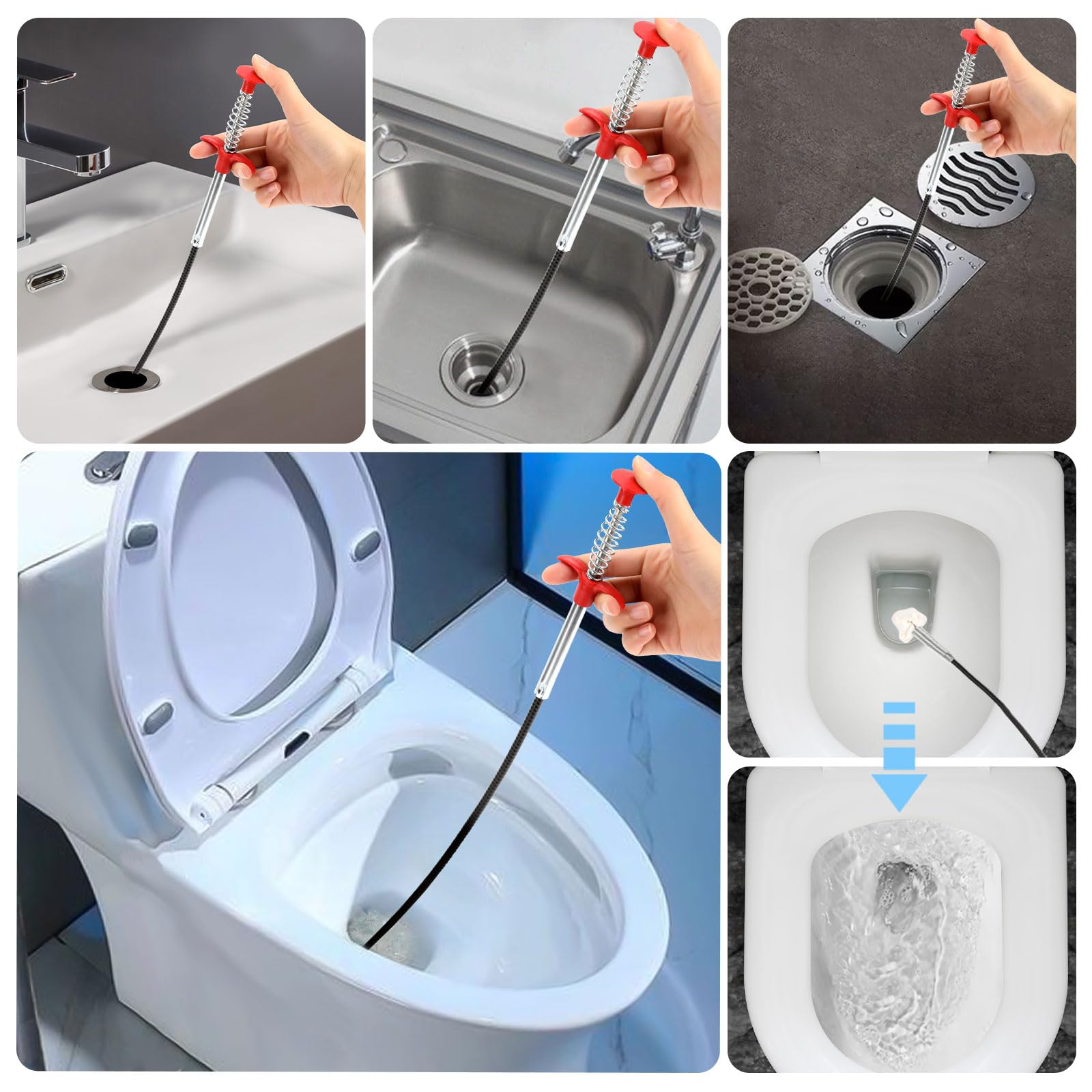 Furet Déboucheur Canalisation Professionnel Lot de 2 3m 0,6m Pour WC Evier