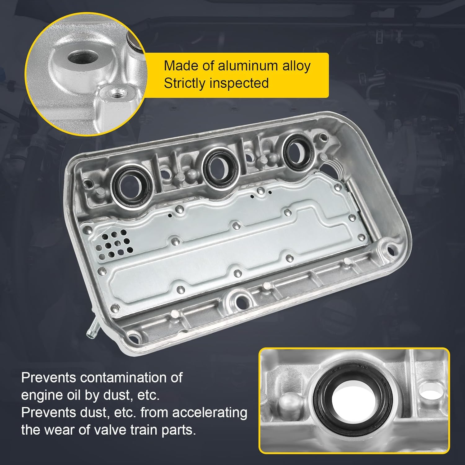 Aluminium Front Engine Valve Cover Compatible with 2008-2017 Honda Accord Odyssey Pilot Ridgeline Crosstour 2012-2015 Acura TL RDX 3.5L Replace# 12310-R70-A10,264-491,12310-R70-A00