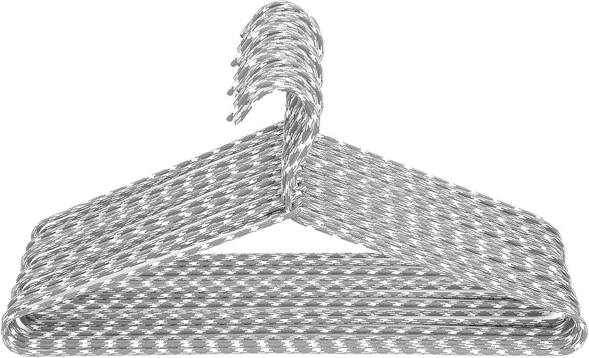 Clothes Hangers 30 Pack – Space Saving Fabric & Metal Hangers, Non-Slip Pant & Coat Hangers, Room Essentials, Closet, Durable Wardrobe Storage for Shirts, Suits & Pants – Grey/White