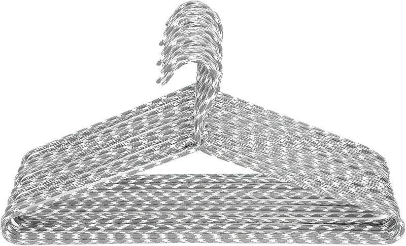 Clothes Hangers 30 Pack – Space Saving Fabric & Metal Hangers, Non-Slip Pant & Coat Hangers, Room Essentials, Closet, Durable Wardrobe Storage for Shirts, Suits & Pants – Grey/White