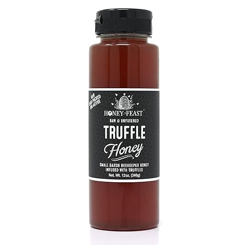 HONEY FEAST Auténtica miel de trufa negra  cruda y fría  12 onzas  Miel de apicultor en lote pequeño