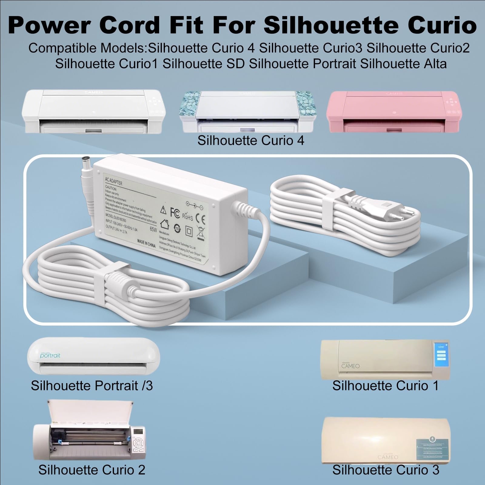 24 V biała ładowarka do Silhouette Cameo 5 4 3 2 1 SD Portrait Studio elektroniczne narzędzie tnące ciśnienie zasilanie