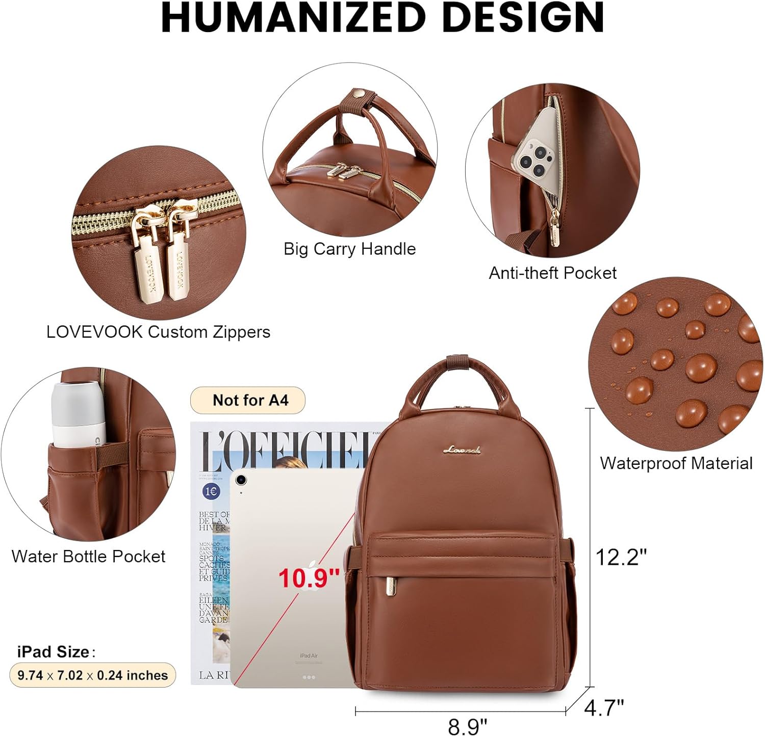 LOVEVOOK Mini Backpack Purse for Women Cute Small Backpack,PU Leather Anti-theft Fashion Daypack for Work Travel Daily Backpack - Image 4