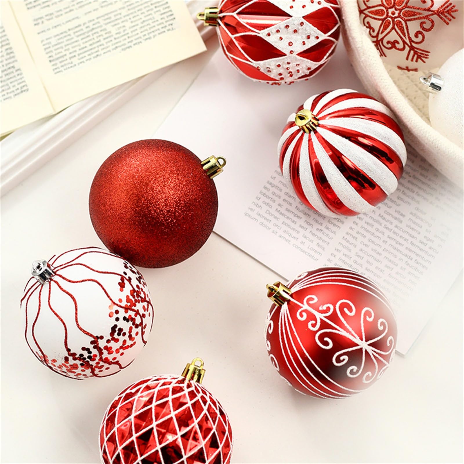 Palline di Natale Decorazioni natalizie Set di decorazioni pendenti con palline di Natale dipinte da 16 pezzi per Albero di Natale, Festa, Matrimonio
