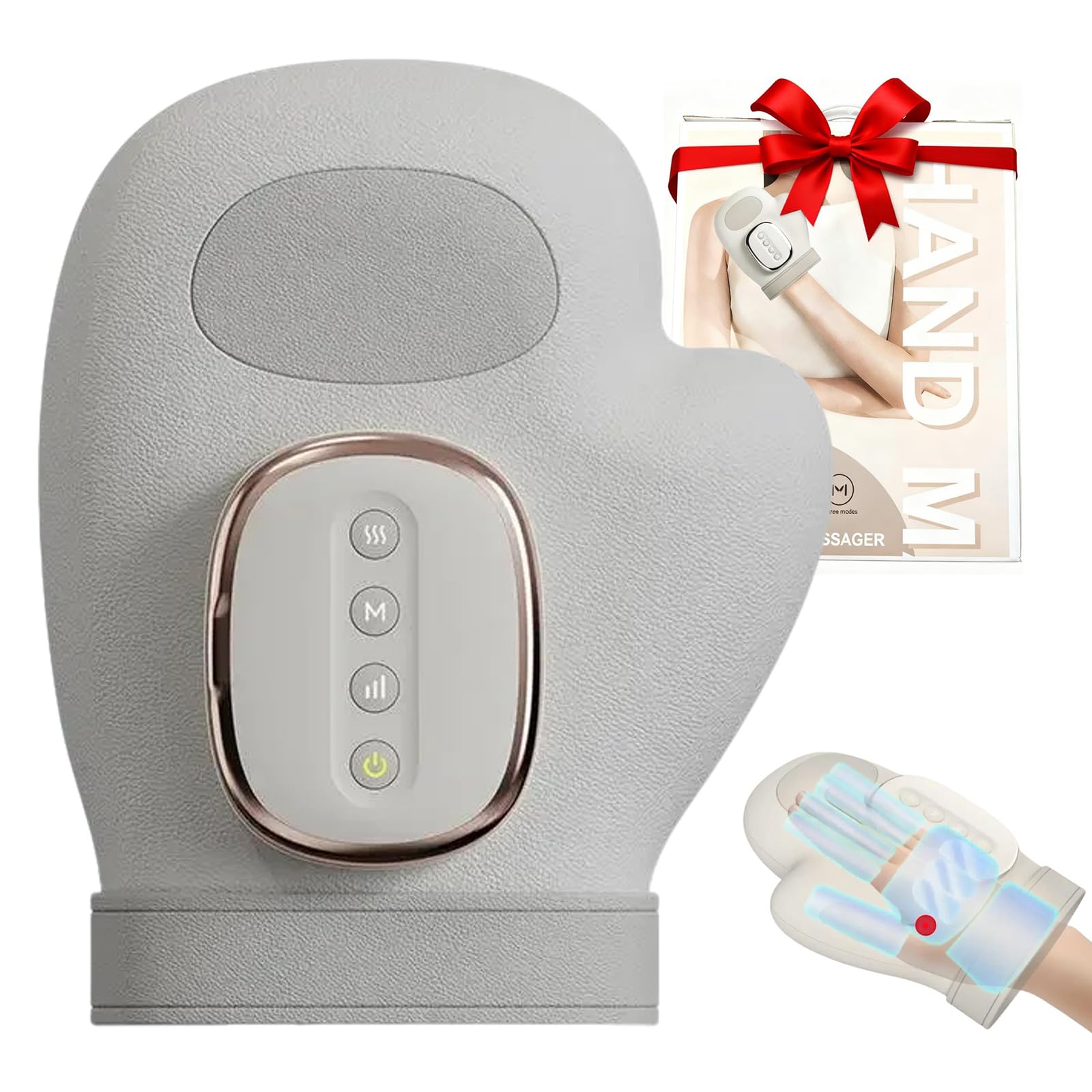 Masajeador de Manos Inteligente，Con Calor y Compresión de Aire, 3 Modos 5 Intensidades, Sin Cable para Confort y Relajación de Manos, Recargable Regalo