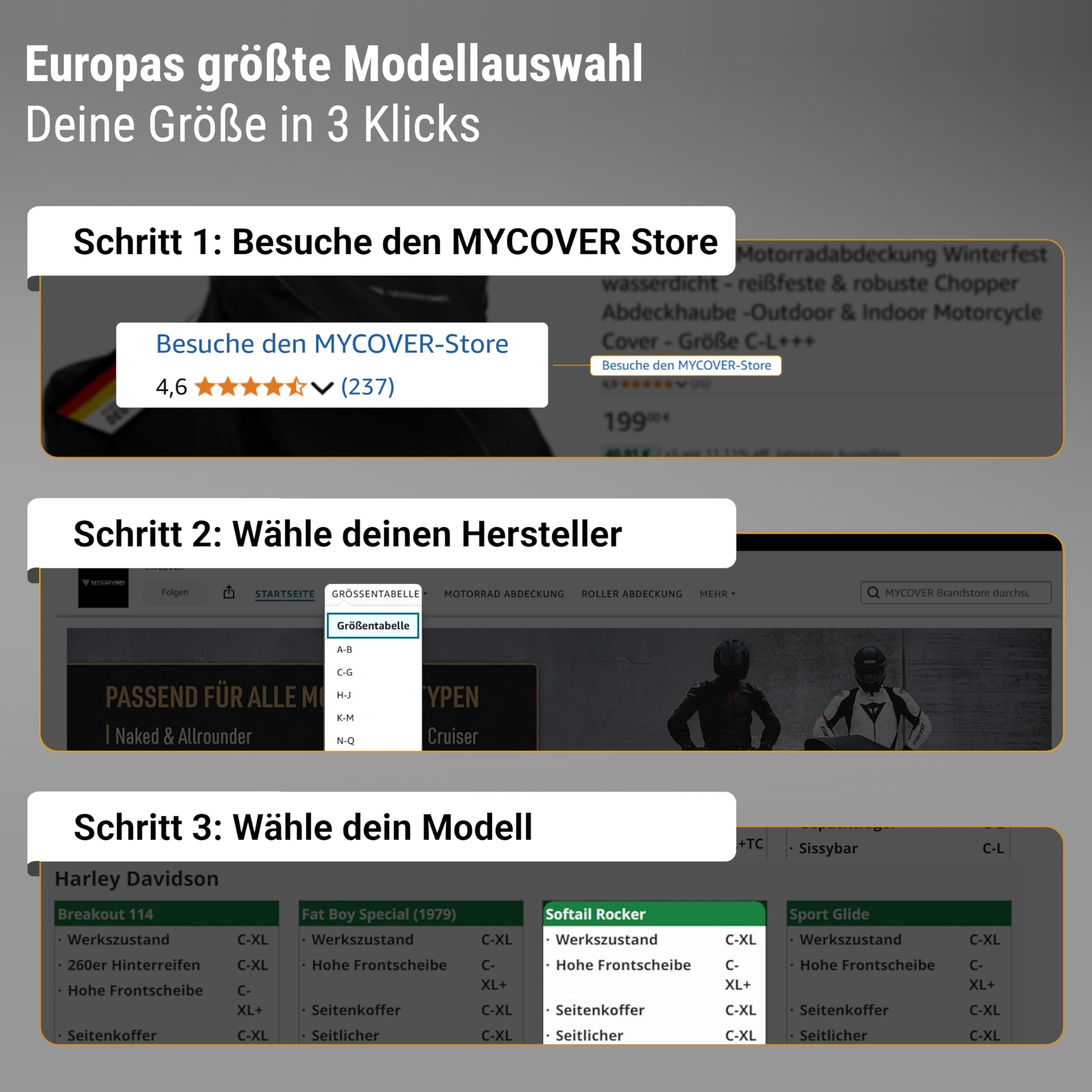 handgefertigte Chopper Abdeckplanen Motorradabdeckplane Wasserdicht & Atmungsaktiv - reißfeste Chopper Abdeckhaube -Outdoor & Indoor Motorcycle Cover - Größe C-XL++