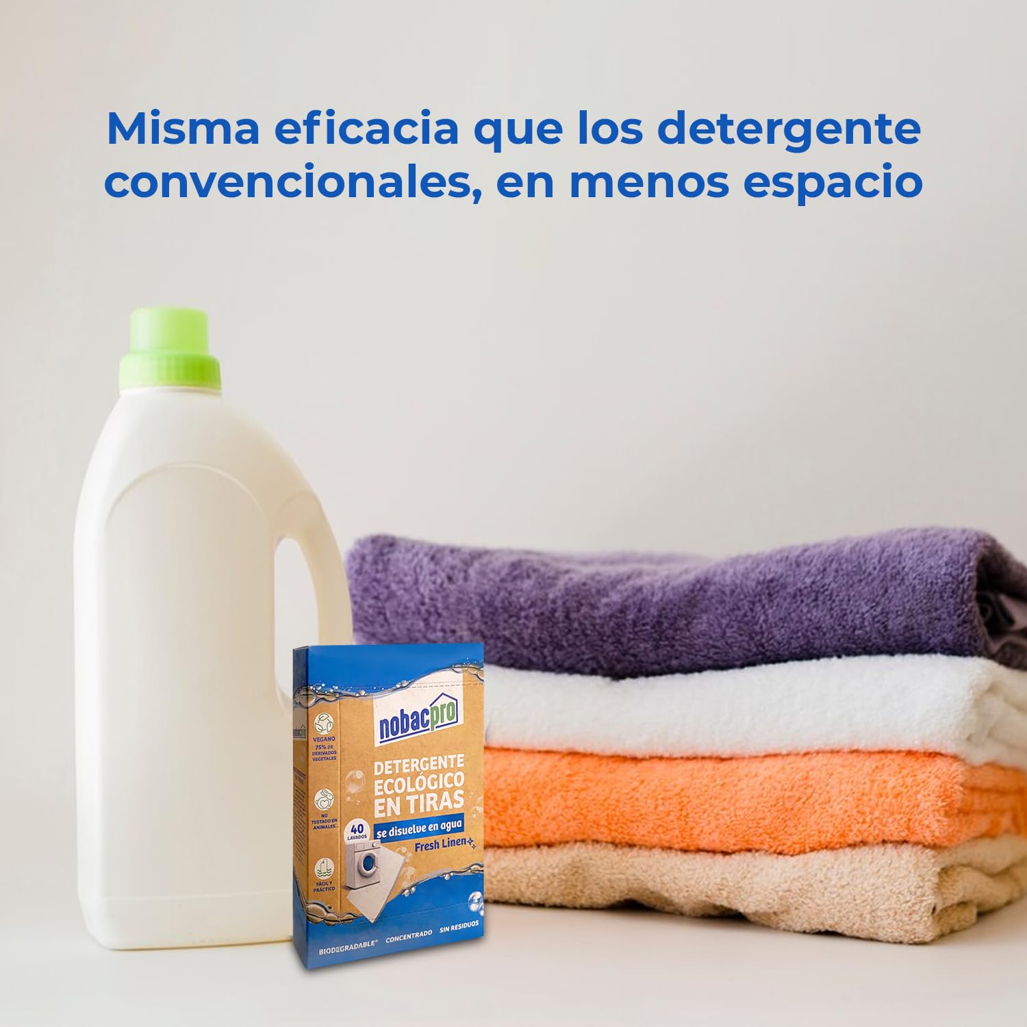 PACK Detergente en Tiras para Lavadora + Perlas Perfumadas para Ropa | 120 Lavados Tiras Fresh linen y 120 Lavados Perlas Clean cotton| Ecológico | Hipoalergénico | Vgano | sin plásticos