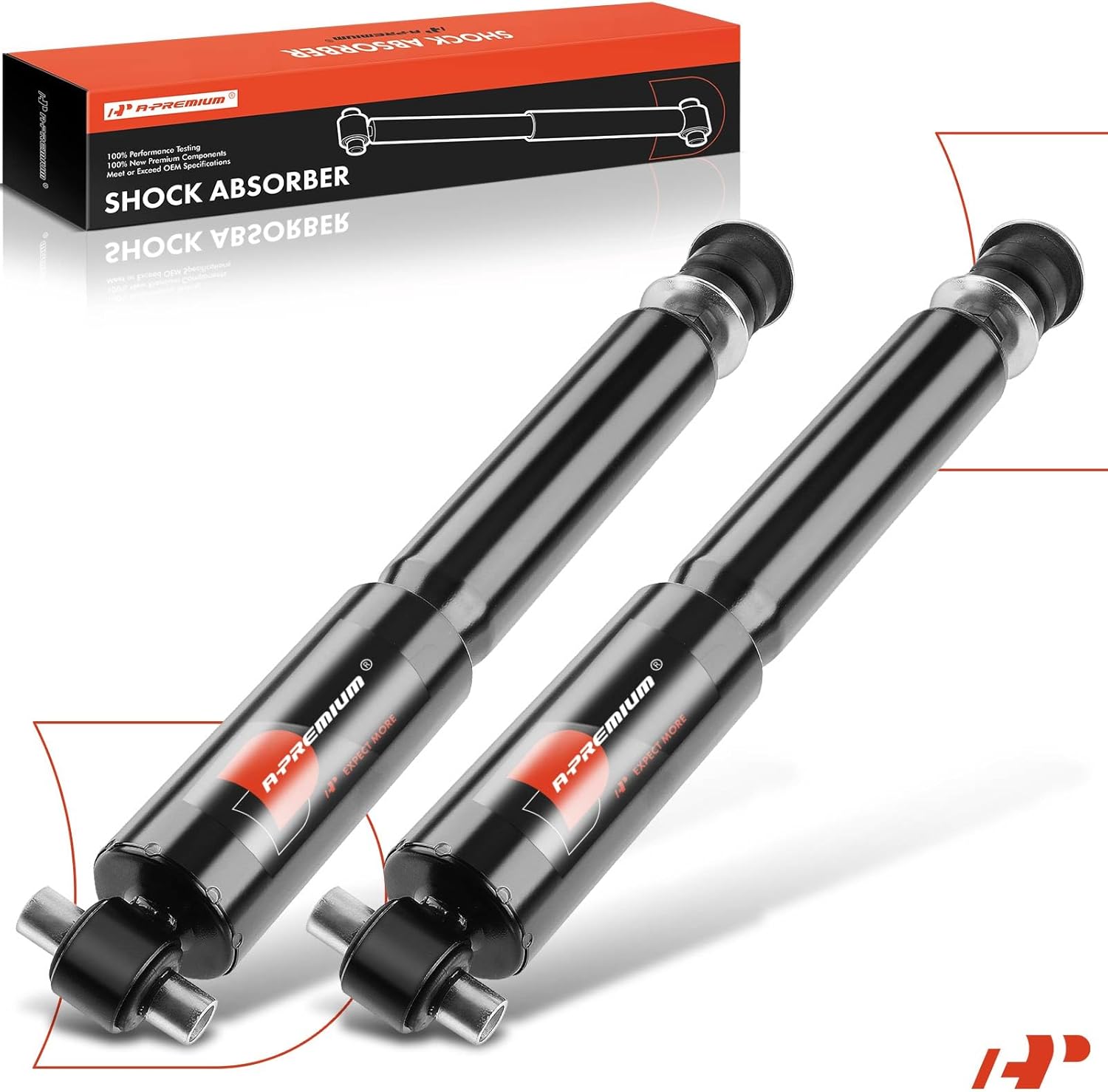 A-Premium Rear Pair (2) Shock Absorbers Compatible with Kenworth ICON 900, T2000, T440, T470, T600A, T660, T680, T800, T880, W900, W990 [For Air Glide 460]