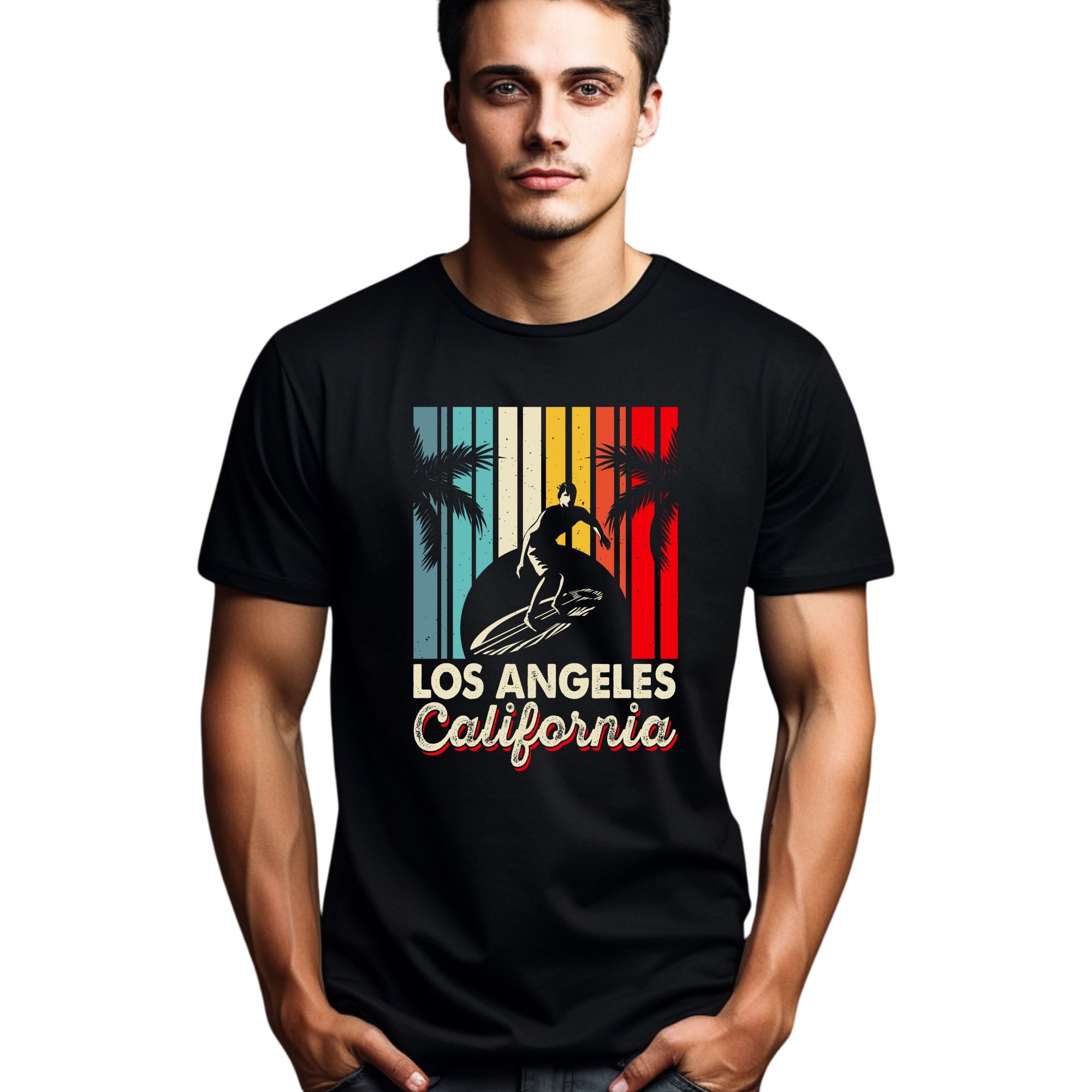 Seek Buy LoveRetro California Surfer T-Shirt, Vintage Los Angeles Beach Style Top, Summer Surfing Apparel, Unisex Graphic Tee Gift