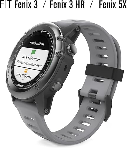Miniatura 2 de MoKo Correa compatible con Garmin Fenix 3Fenix 5X, correa de repuesto de silicona suave para Garmin Fenix 3Fenix 3 HRFenix 5X5X PlusD2 Delta