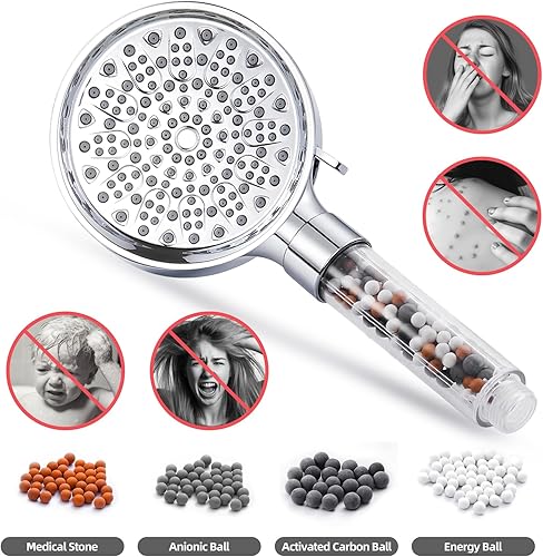 Miniatura 2 de Cobbe Paquete de 2 cuentas de repuesto para cabezal de ducha, cuentas de piedra de filtro de ducha de 3.16 onzas, bolas de piedra mineral para