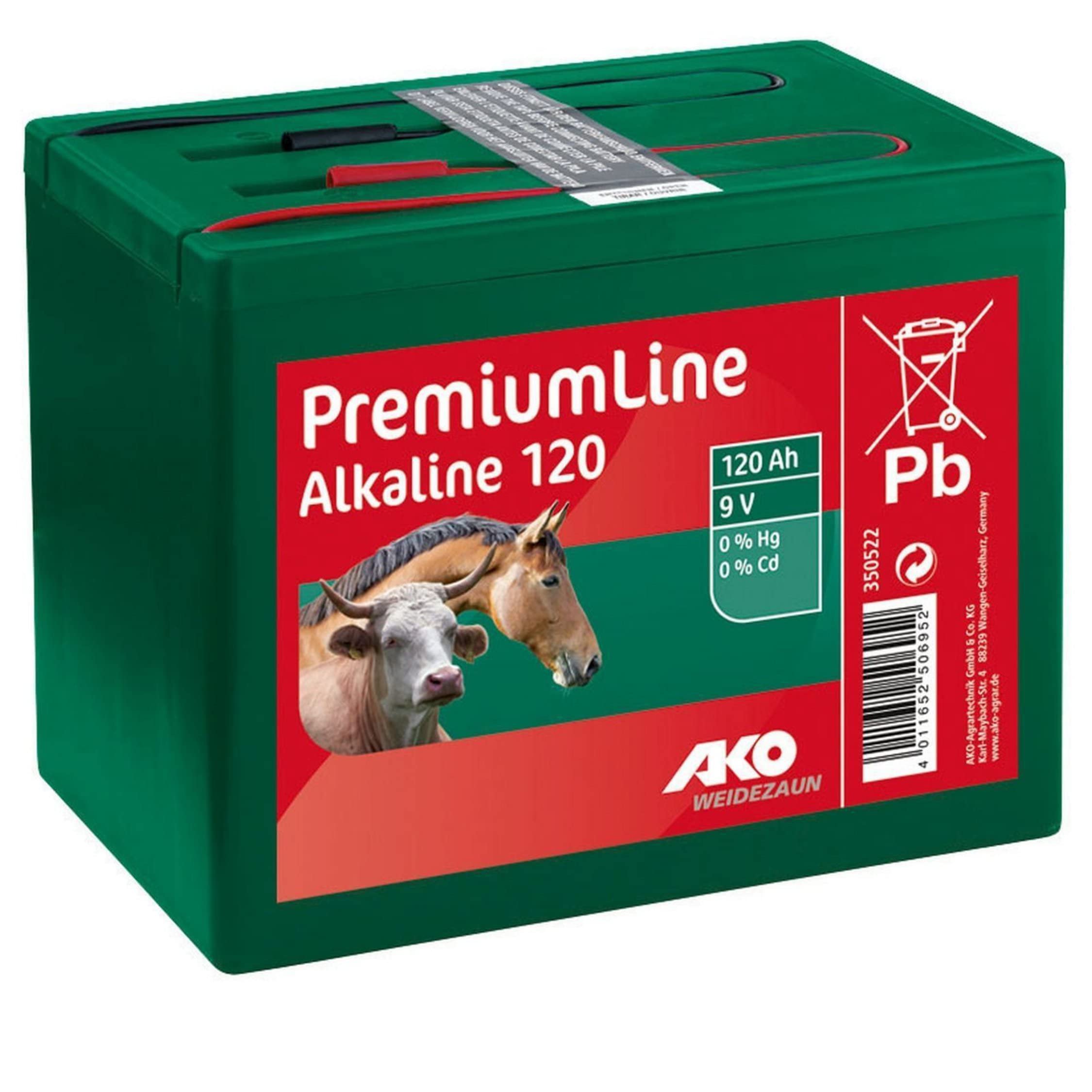 AKO Fencing Batterie alcaline 9 V 120 Ah alcaline Alimentation pour appareils de clôture électrique Tension constante Longue durée de Vie